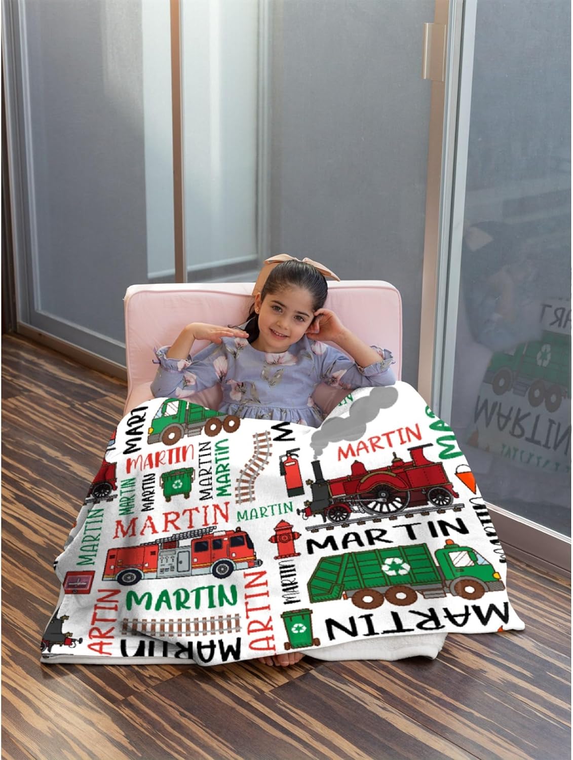 Personalized Train Blanket Gifts, Funny 3D Print Custom Train Throw Blanket for Boys Girls, Super Soft Lightweight Flannel Blanket for Bed Couch 40"x50" for Kids/Children