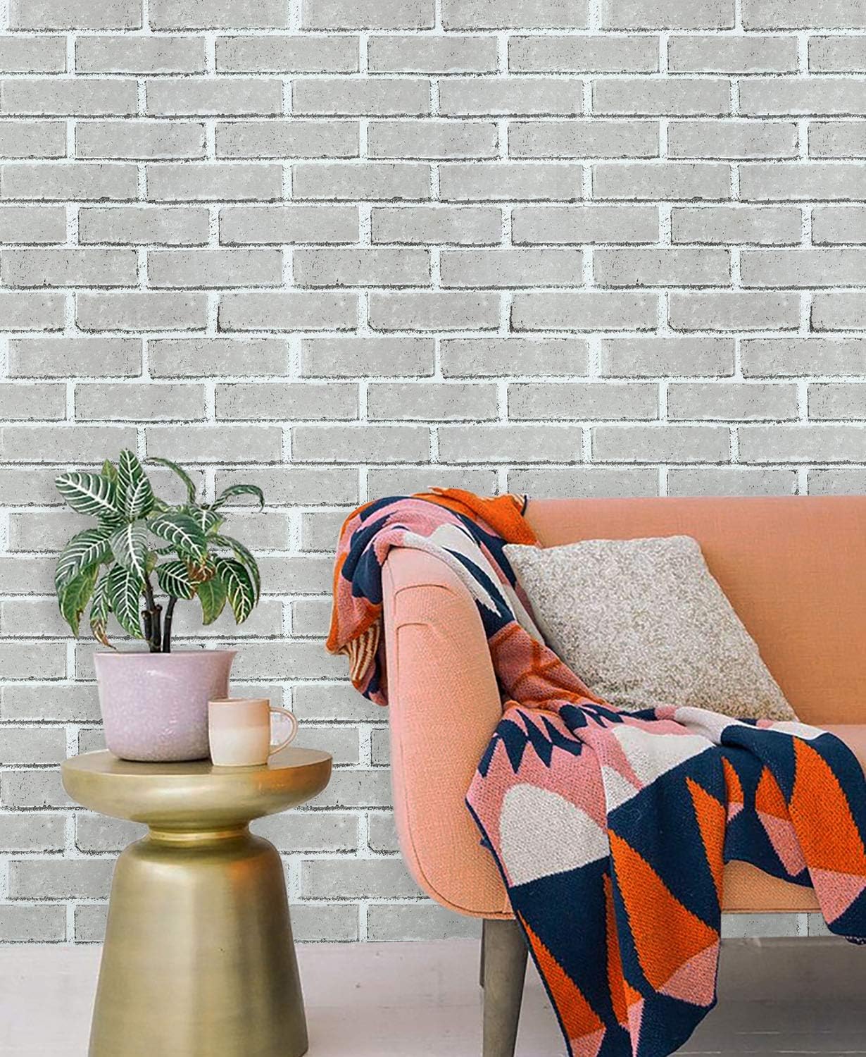 Timeet Brick Wallpaper Peel and Stick 17.7 in x 197in Removable Wallpaper Self-Adhesive Wallpaper Waterproof for Living Room Bedroom Kitchen Wall Decoration Easy to Install