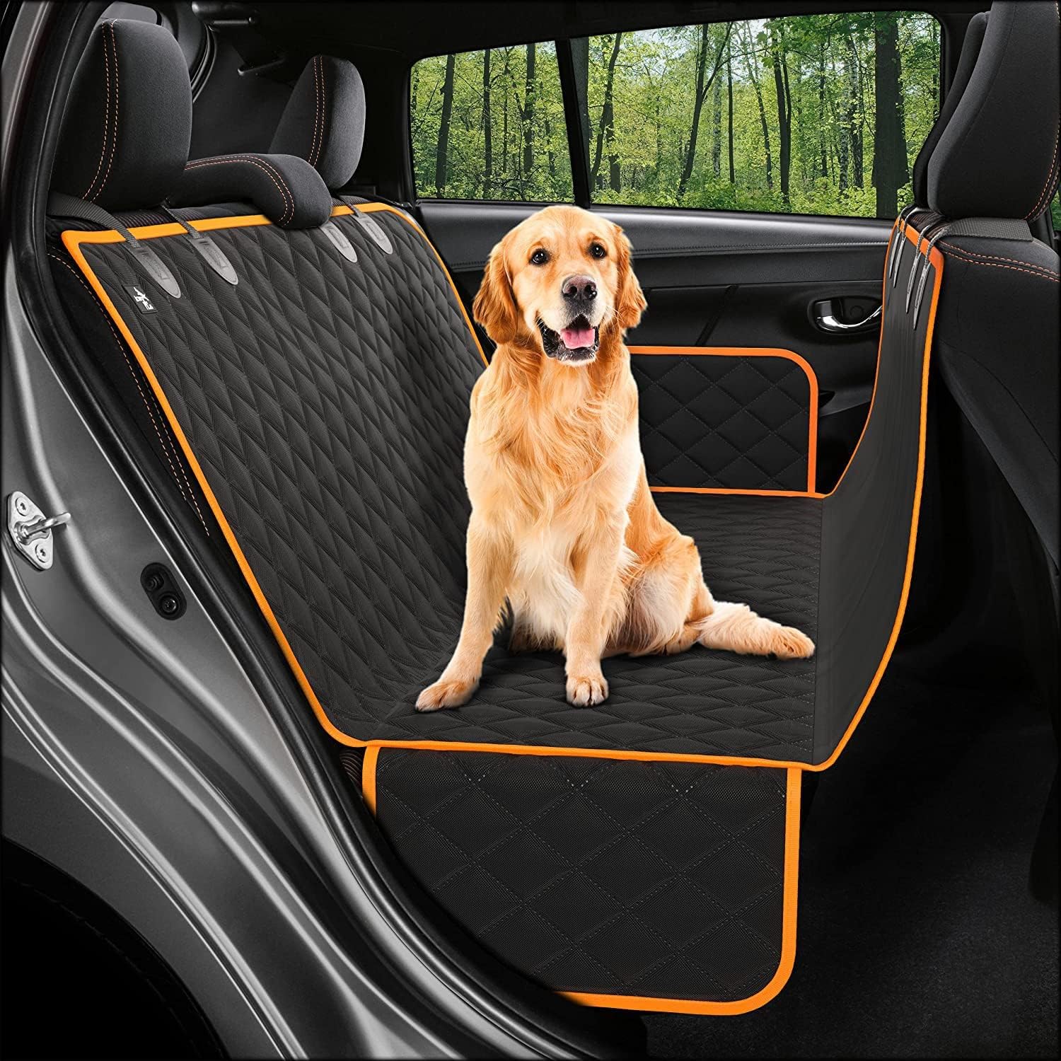 Dog Car Seat Cover for Back Seat, Waterproof Seat Protector Scratchproof Pet Hammock Washable Nonslip Backseat Protection for All Cars