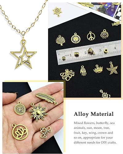 Miniatura 4 de JIALEEY 100 colgantes de oro antiguos tibetanos mezclados para hacer pulseras collares joyas y manualidades Zinc Aleación