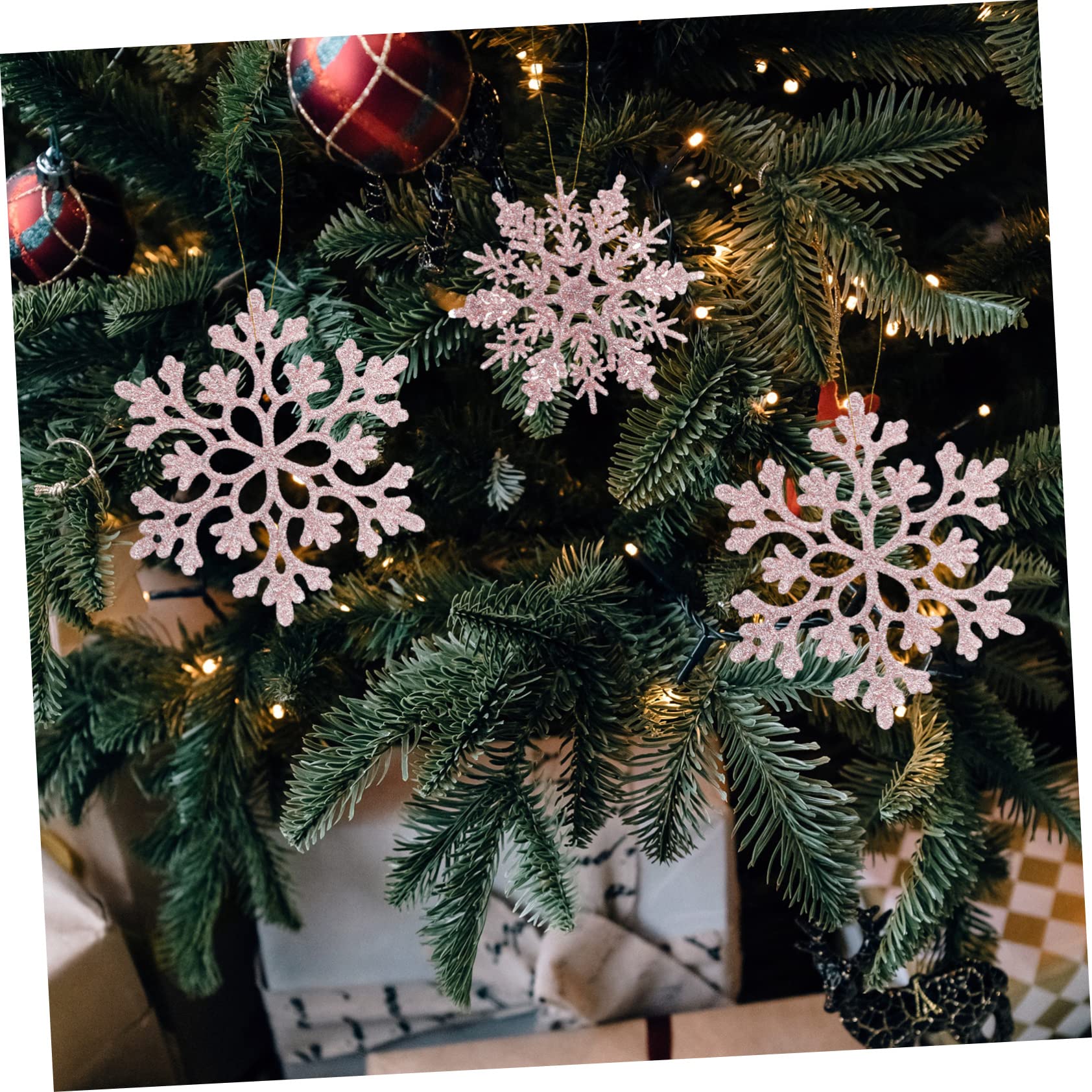 108stücke Teiliges Glitzernde Schneeflocken Weihnachtsbaum-Dekorationen Wiederverwendbare Hängende Ornamente Für Festliche Anlässe Roségold