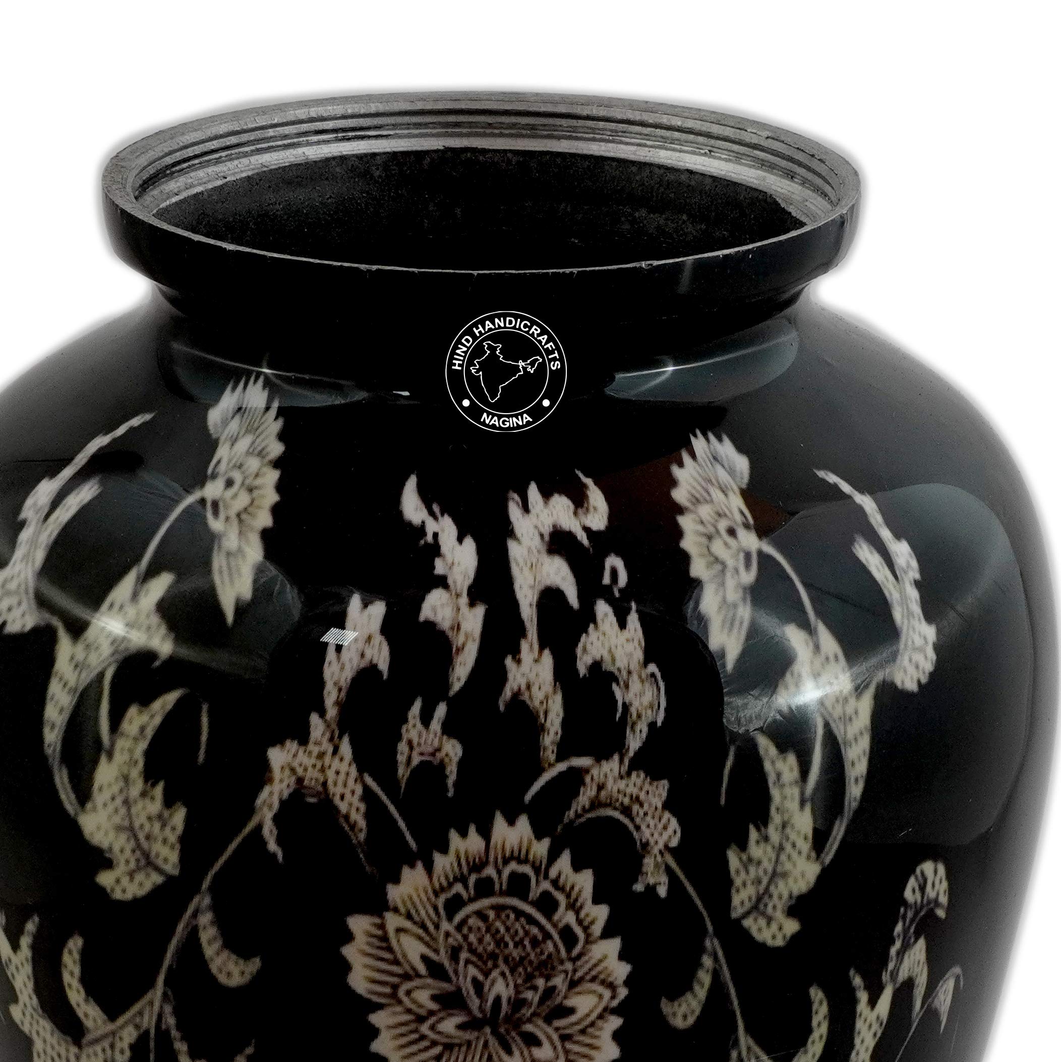Urne Funéraire Adulte Hind Handicrafts - Argentée Motif Floral 17.8x25.4cm