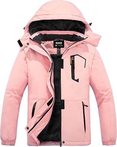 Skieer Women's Snow Jacket Waterproof Windproof Ski Snowboard Jacket with Remova