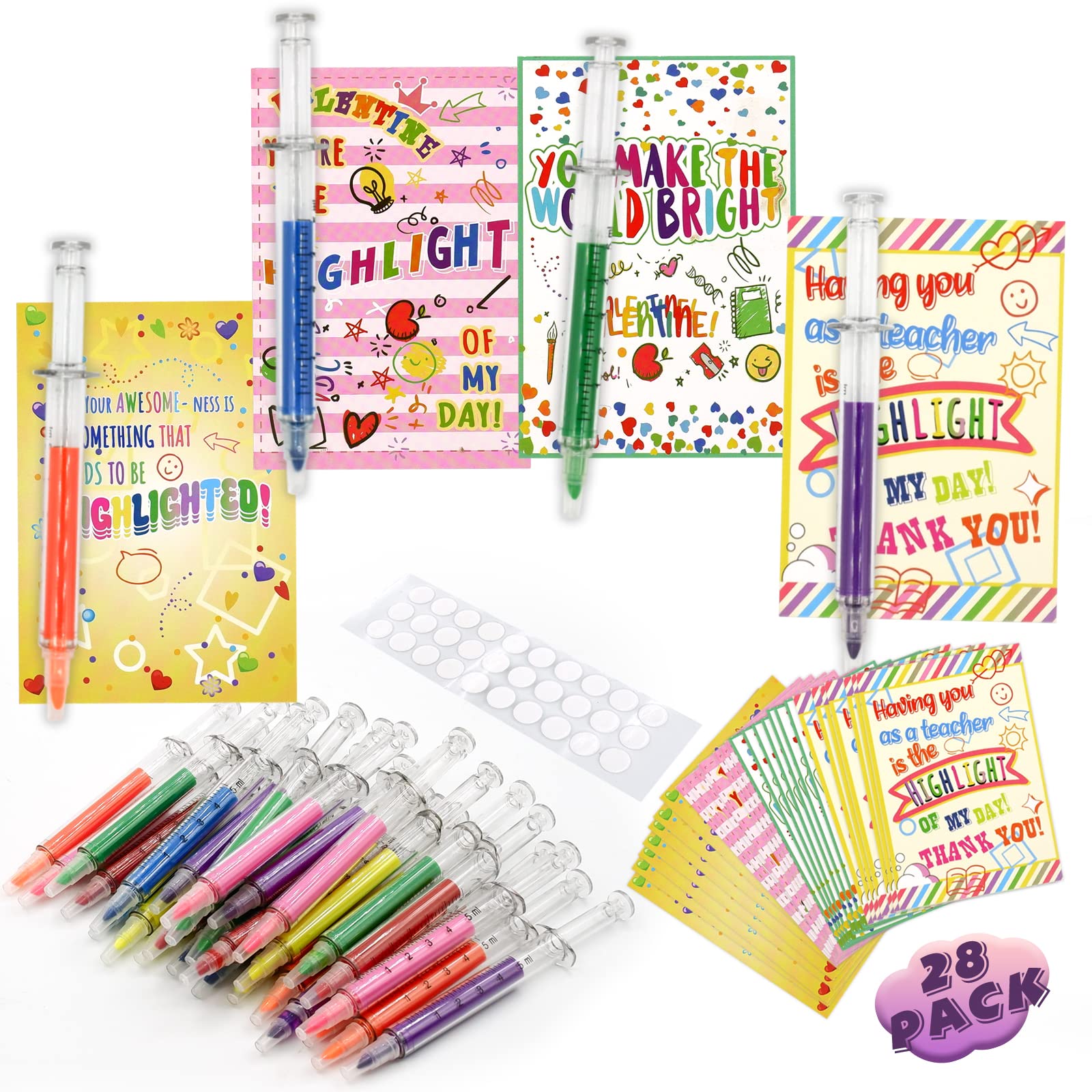 Photo 1 of (BUNDLE OF TWO) Valentines Cards for Kids Classroom - 28 Valentines Cards with 28 Watercolor Pen for Kids Valentines Day Gifts, Valentines Day Cards for Girls Boys School Exchange Greeting Cards Party Favor Toys