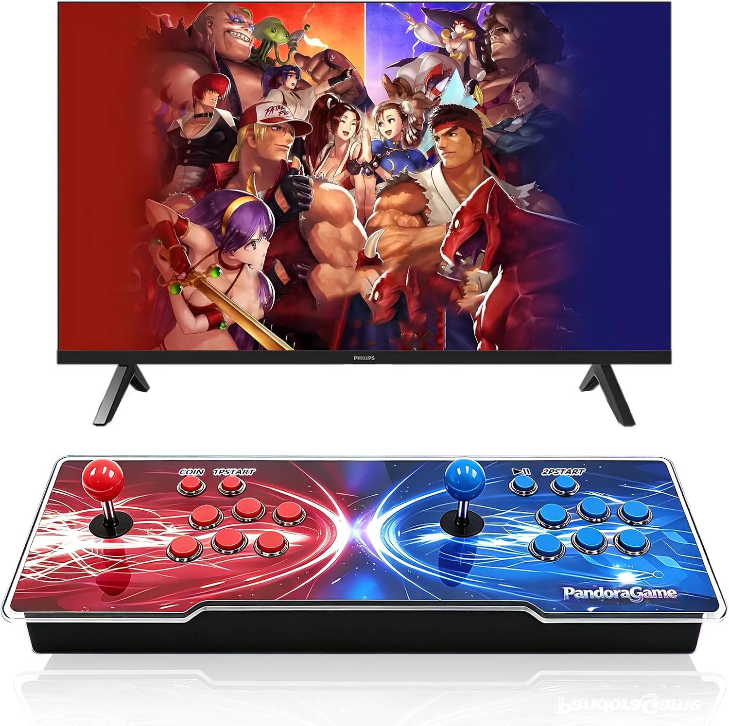 32000 in 1 Arcade Game Console with Dual Joysticks, 1-4 Players | 1280x720P via HDMI/VGA, Search/Save/Hide/Pause/Cheat, 3D retro Games, Plug and Play, Retro Gaming Machine for Family Party