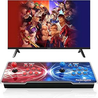 Consola de juegos arcade 32000 en 1 con joysticks duales, 1-4 jugadores | 1280x720P a través de HDMI/VGA, Buscar/Guardar/Ocultar/Pausar/Hacer trampa, Juegos retro 3D, Plug and Play, Máquina de juegos retro para fiestas familiares