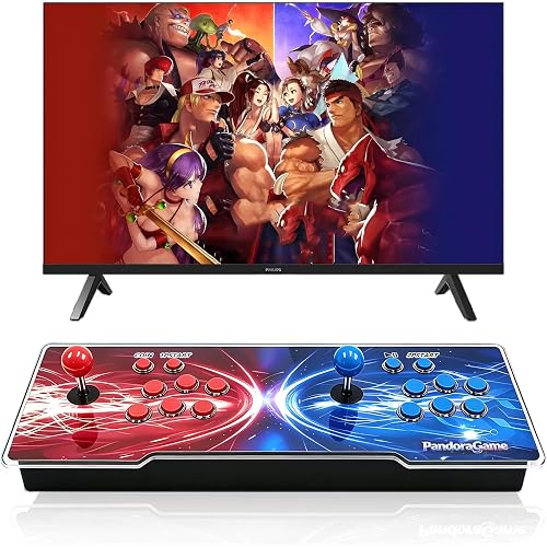 32000 in 1 Arcade Game Console with Dual Joysticks, 1-4 Players | 1280x720P via HDMI/VGA, Search/Save/Hide/Pause/Cheat, 3D retro Games, Plug and Play, Retro Gaming Machine for Family Party