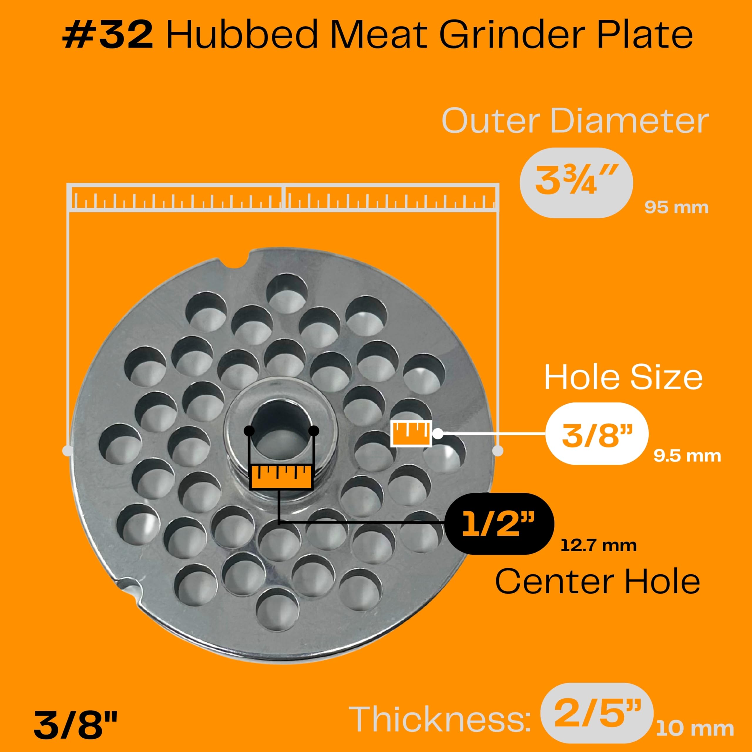 Cutlery Mania Placa de picadora de carne #32. (#32 Hubbed 3/20.3 cm)