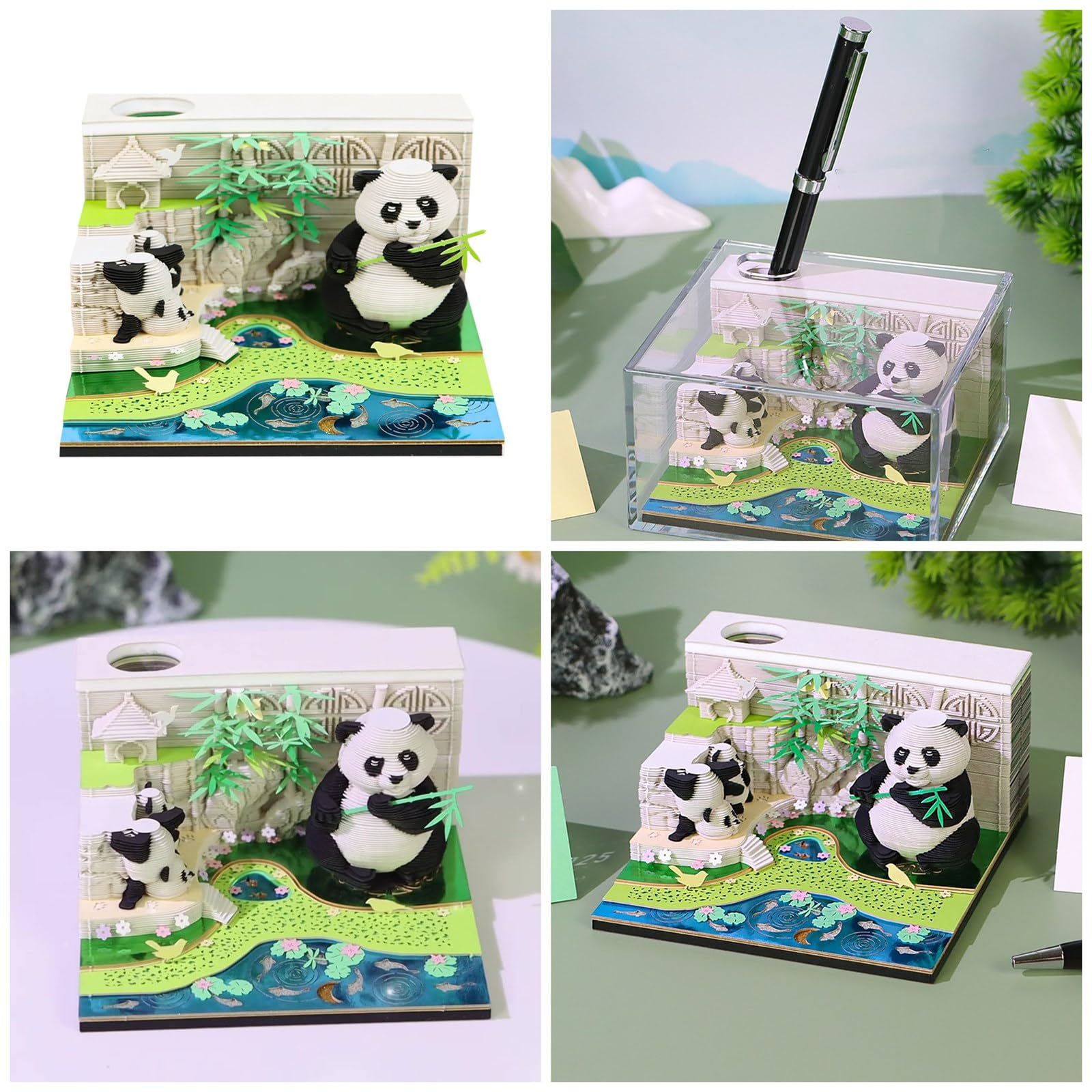 Calendario de escritorio 2025, calendario de papel 3D, páginas diarias, blocs de notas 2025, calendario de panda 3D
