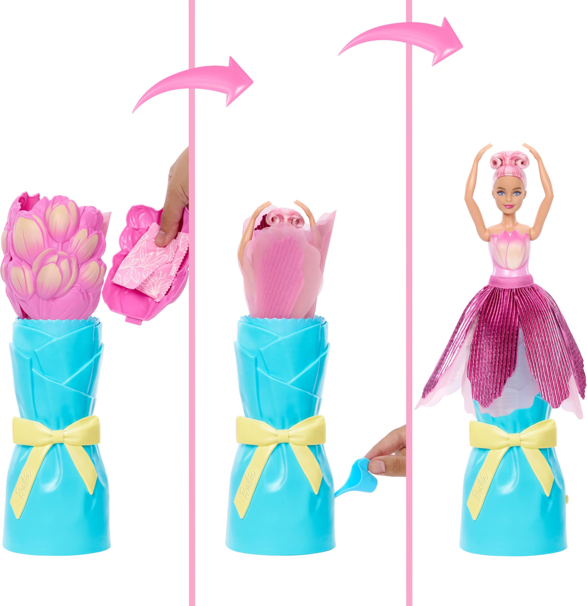 Barbie Petal Pop Scented Doll with Pink Tulip Dress & Accessories - Image 3