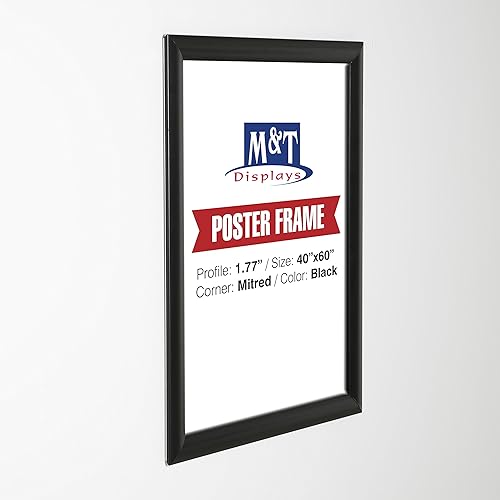 Miniatura 2 de M&T Displays Marco para póster a presión, perfil de aluminio de 1.77 pulgadas, carga frontal, montaje en pared, foto, imagen, documento,