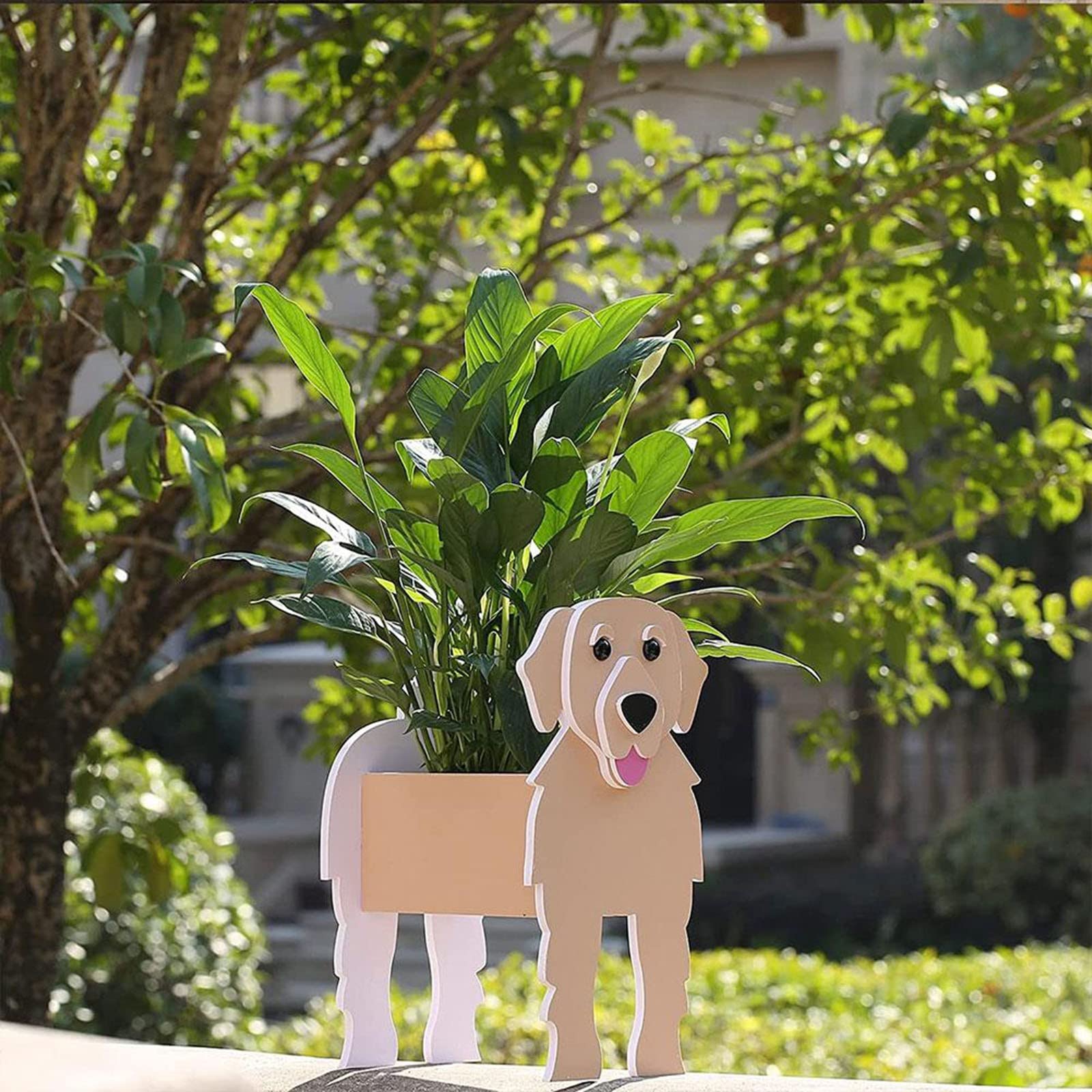 Pug Hond Dier Plantenbakken, Grote Creatieve Persoonlijkheid Balkon Binnenplaats Tuin Buiten Binnen Terras Ingemaakte Bloempot Woondecoratie(Color:Black