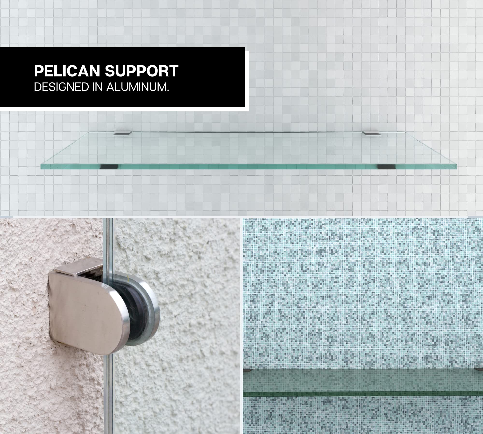 DOJA Barcelona | Reggimensola Pellicano | 2 Pezzi | Reggi Mensola MAX: 25mm | Carico Massimo: 10 kg | Alluminio | Tasselli Supporto per Mensole in Legno e Vetro, Mensole da Muro, Staffe Mensole