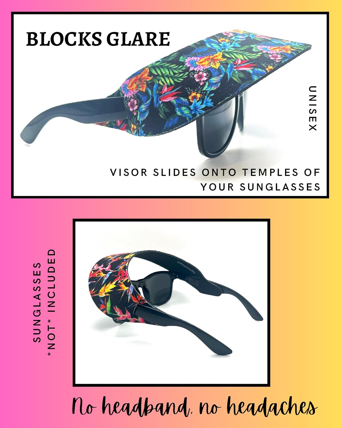 Visor ATTACHES to Sunglasses, EVA Foam, Unisex image 2