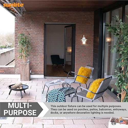 Miniatura 6 de Sunlite 41370-SU - Accesorio de pared para exteriores estilo náutico, base media (E26), policarbonato resistente a la intemperie, lente acrílica