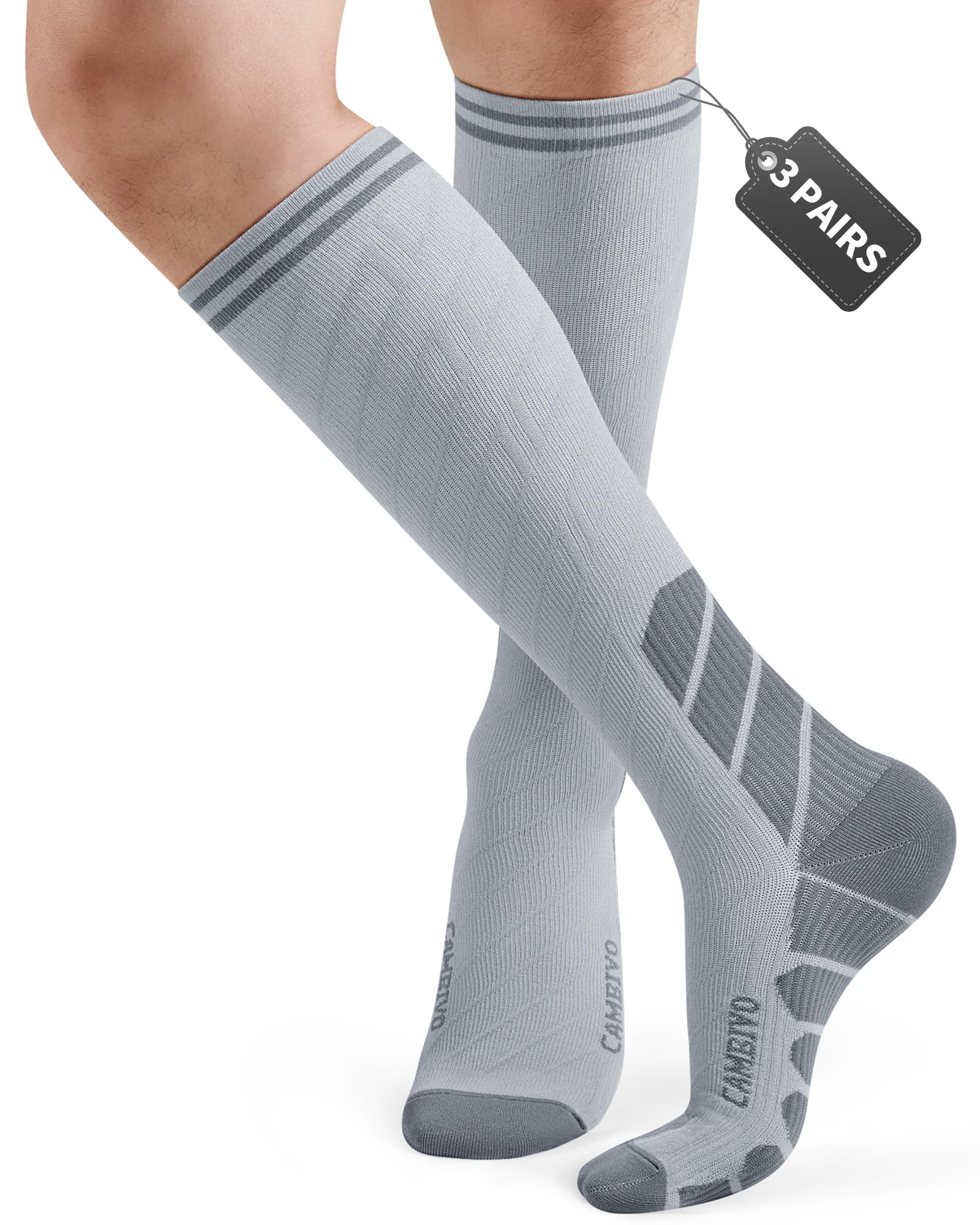 CAMBIVO Calze Compressione Graduata Donna Uomo 3 Paia, Calze a Compressione Graduata 20-30mmHg, Calze Antitrombo Elastiche a Compressione, Gambaletti Calzini per Sportive, Vene Varicose, Aereo, Corsa