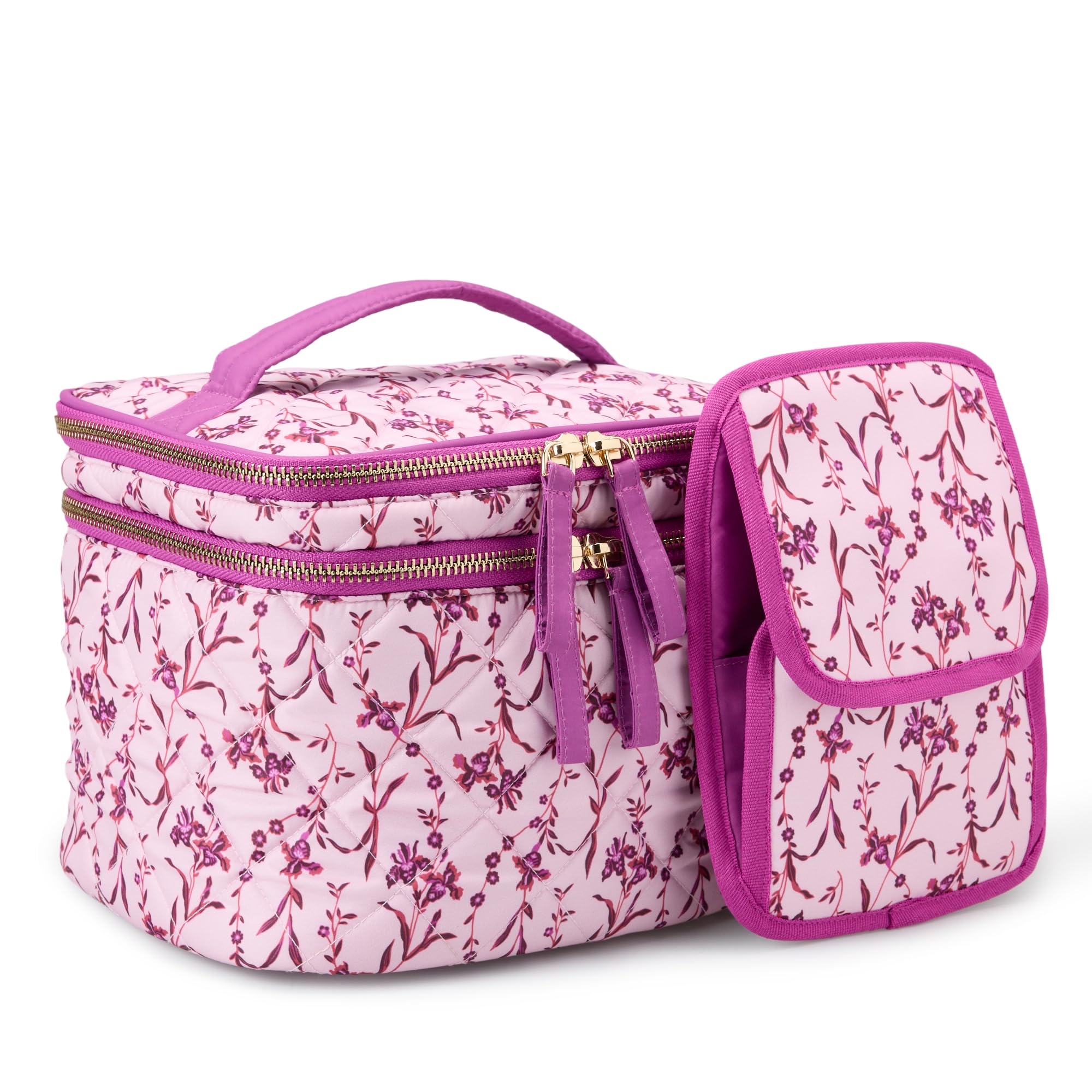 Amazon Essentials Donna Borsa per il Trucco Trapuntata con Porta Pennelli