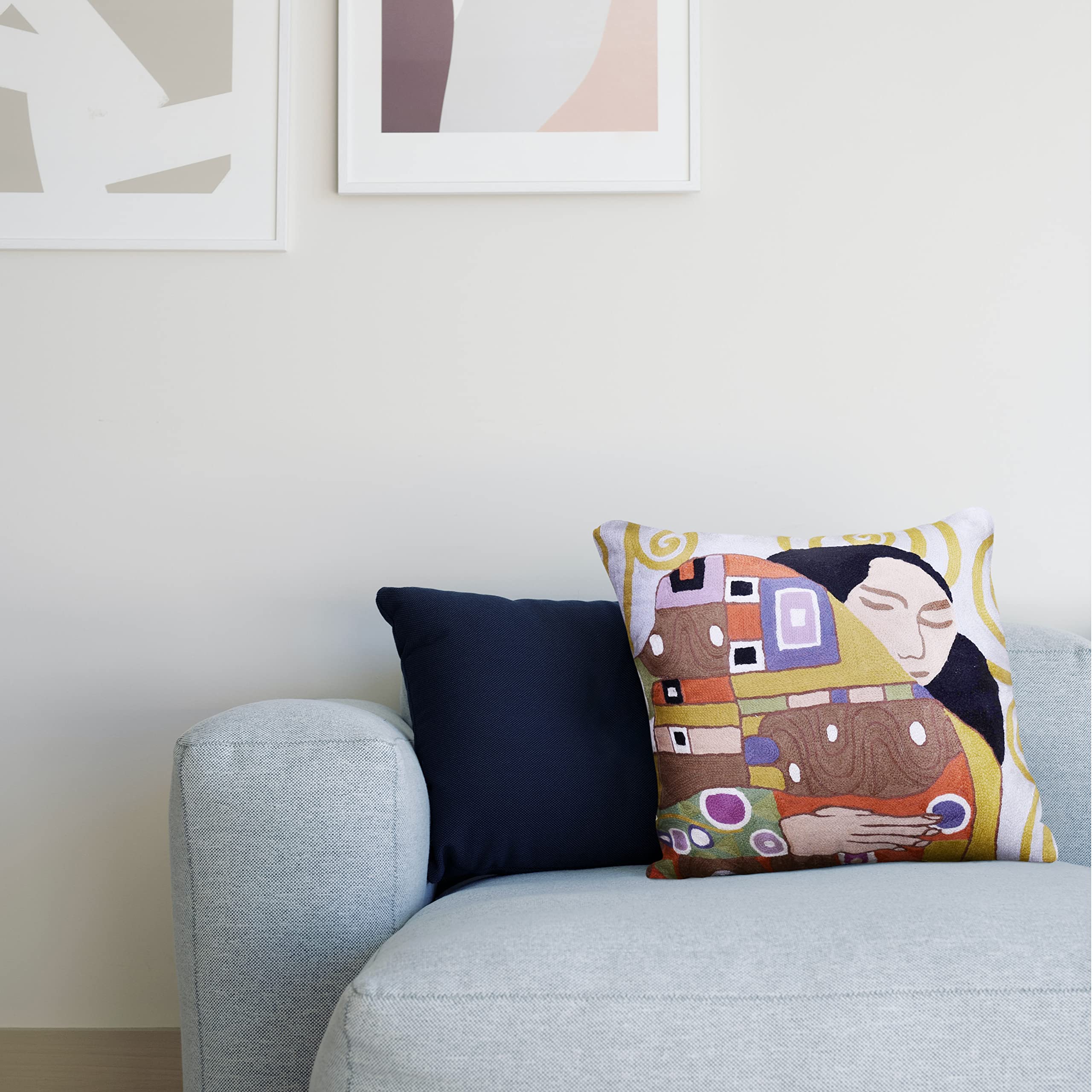 クリムト 接吻 刺繍クッションカバー Amazon.co.jp: クリムトKissクッションカバー手刺繍18 