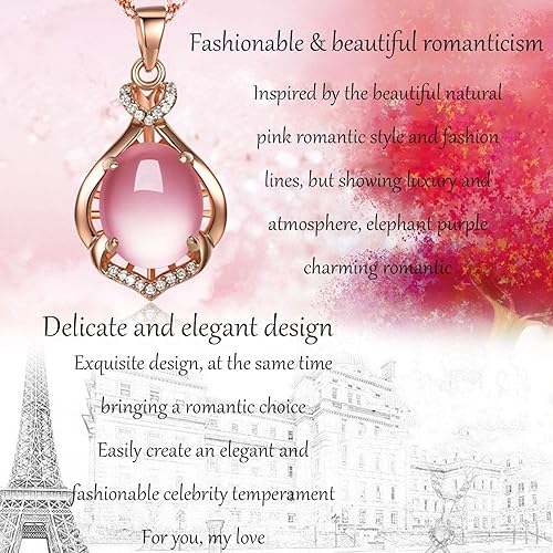 Miniatura 7 de Collar con colgante de cuarzo rosa, cadena de lágrima de cristal rosa, piedras preciosas naturales curativas chakras, ópalo joyería para mujeres y