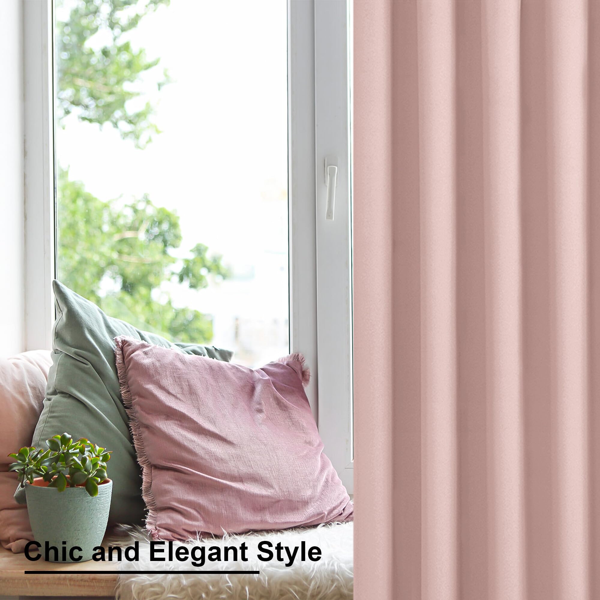 XWZO Cortinas opacas con ollaos, 2 piezas, cortinas con lazos, cortinas opacas para dormitorio, salón, oficina, 260 x 140 cm, rosa claro