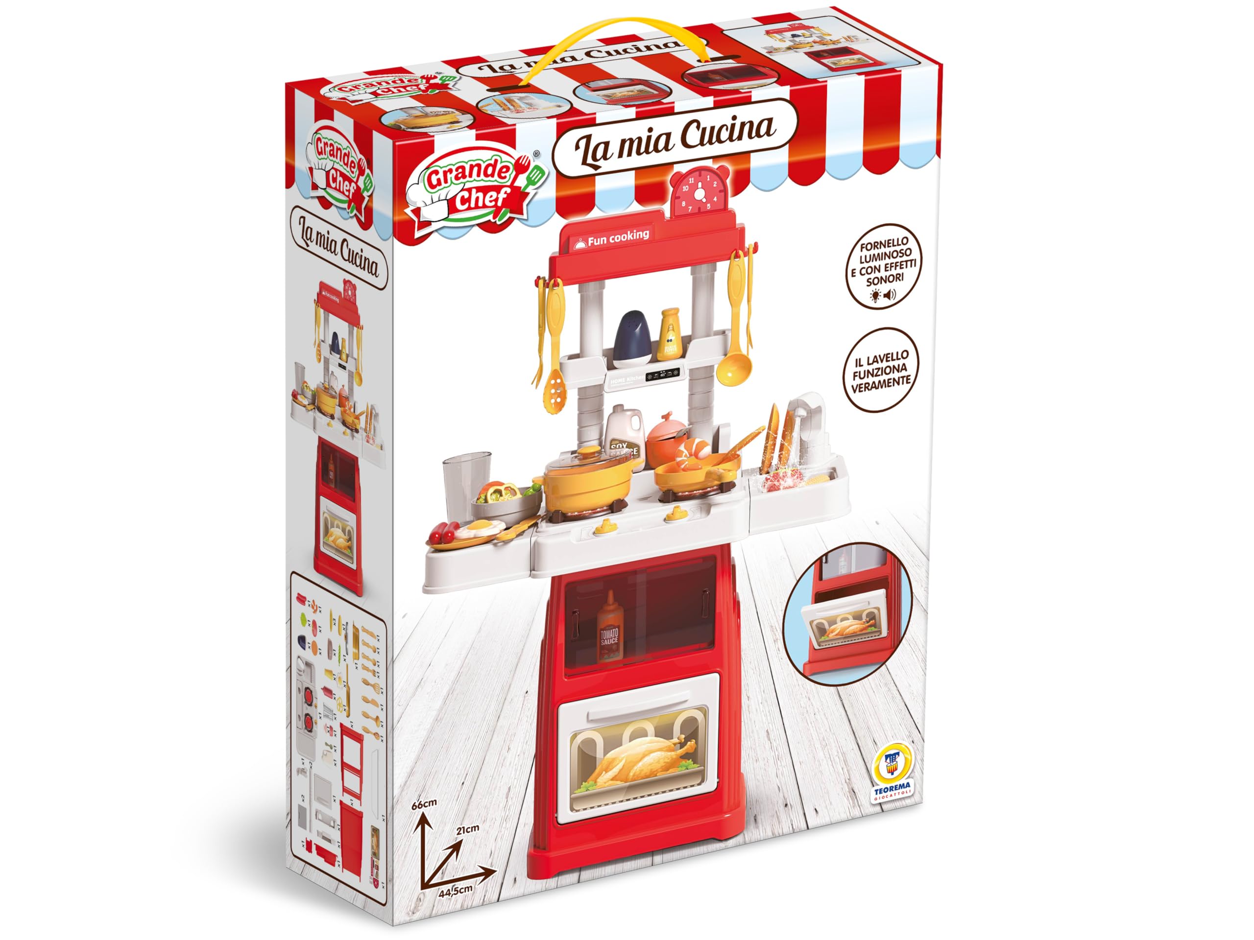 Teorema - Cucina in Miniatura Grande Chef per Bambini con 47 Pezzi, Suoni e Luci Reali