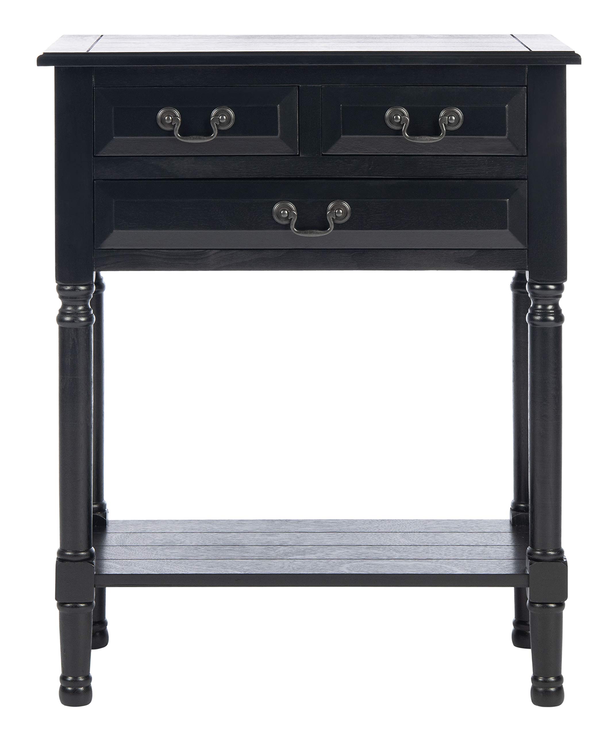 SAFAVIEH Home Collection – Primrose Black Console Table with Three Drawers & Shelf, Classic Contemporary Storage Console, Compact Entryway Design (