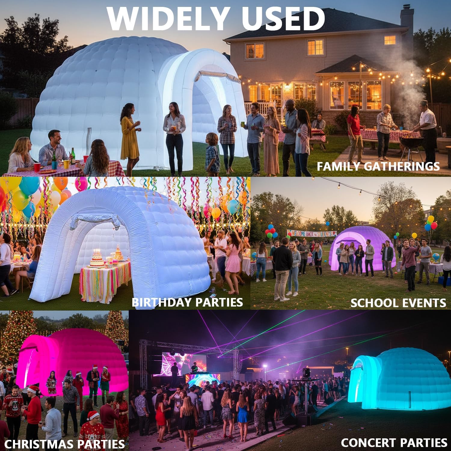SAYOK Outdoor Portable Inflatable Igloo Dome Tent with Led Light for Party Wedding Event Camping