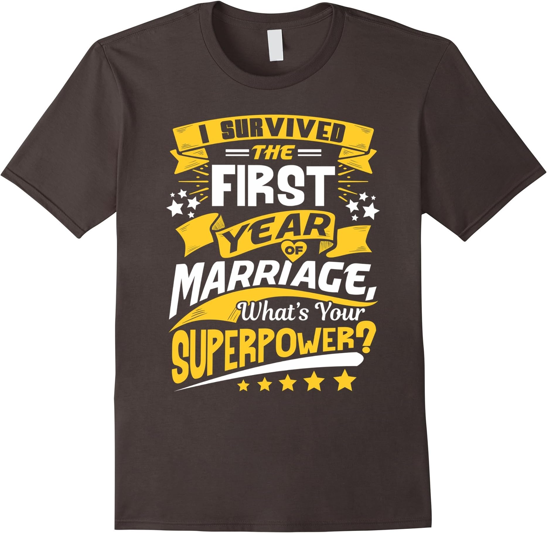 Men's First Anniversary Gift 1st One Year Wedding Marriage T-Shirt XL Asphalt