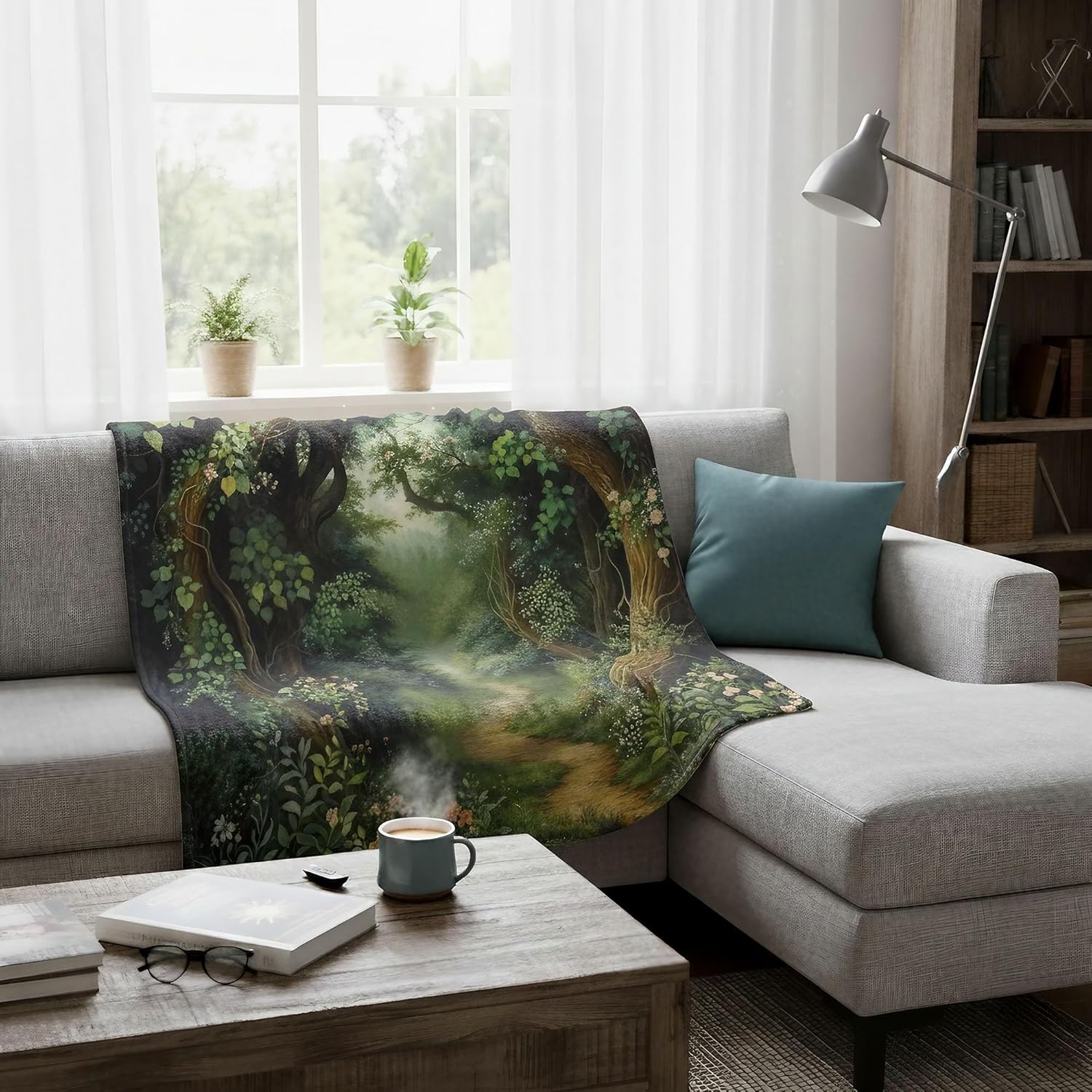 Dreamy Forest Throw Blanket, Vintage Super Soft Warm Flannel Fleece Nap Blankets for Couch Dorm Chair Sofa Room, 50×60 inch - Image 5
