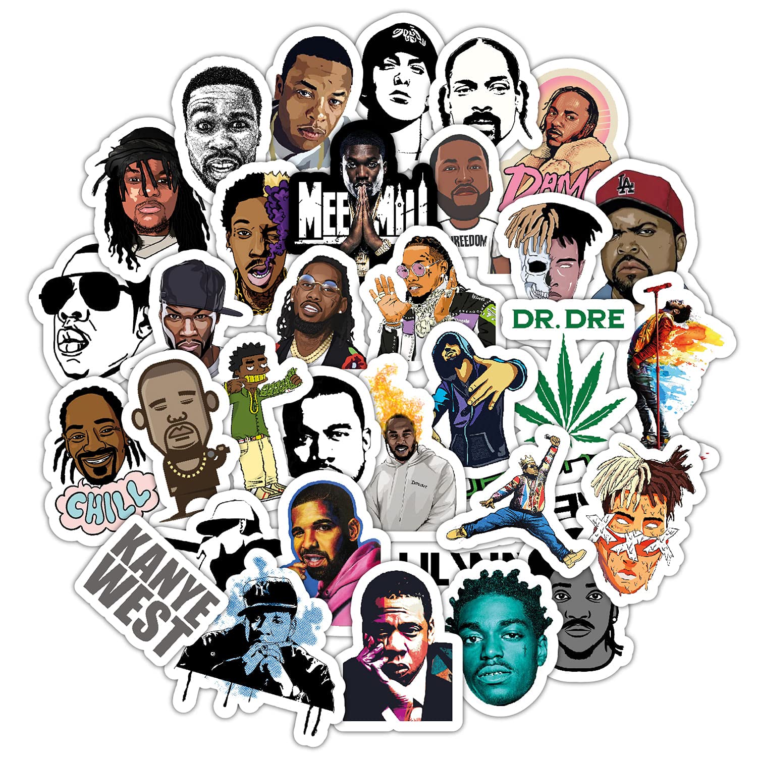 [36 Pcs] Rapper Stickers, Rap Stickers, Rap Band Stickers, Rap Laptop Stickers, Rapper Computer