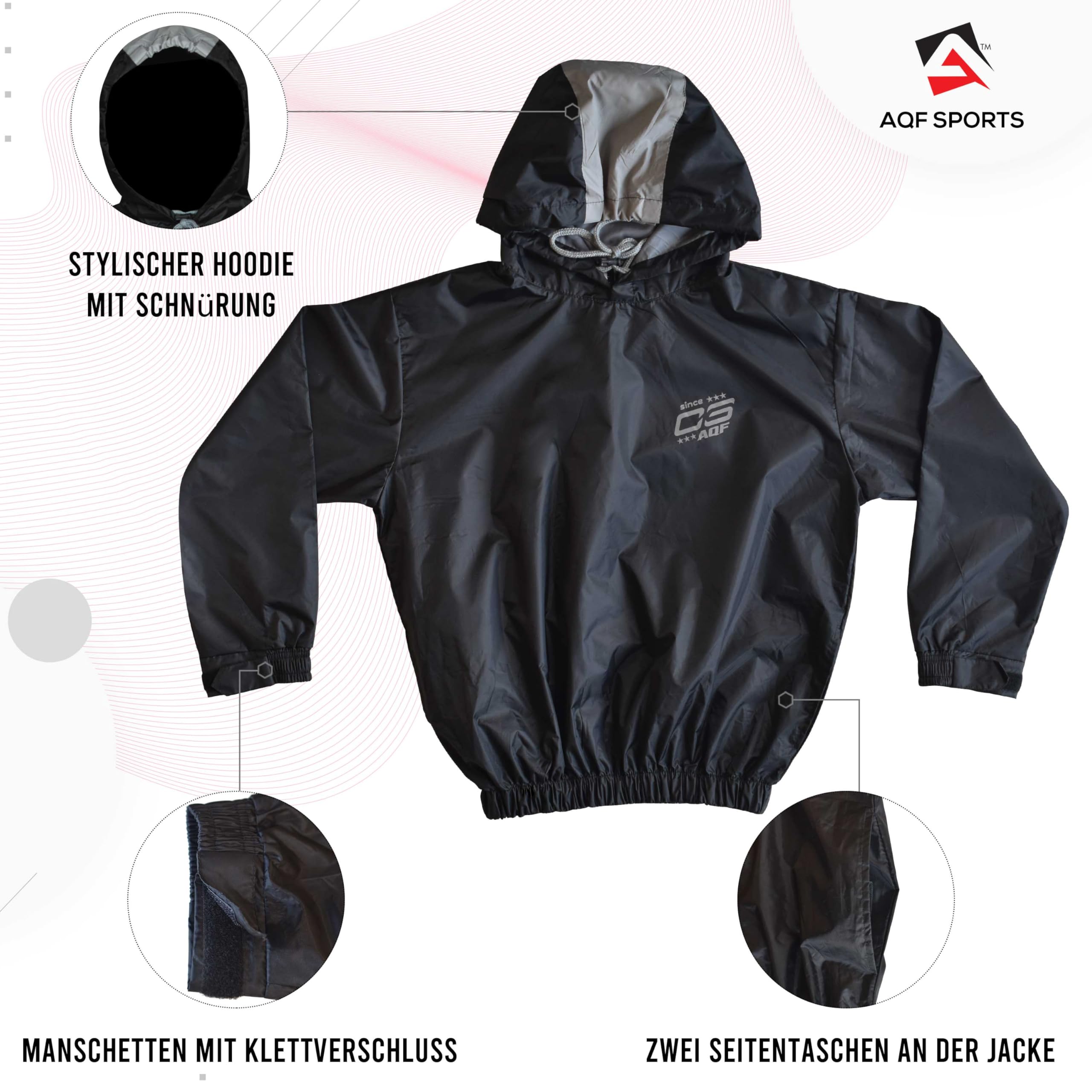 AQF Sauna Suits Schwitzanzug Fitness Trainingsanzug Gym Jogginganzug Jogginghose Herren Damen Abnehmen Anzug Hooded Sweat Suit (Kompletter Sauna-Anzug)