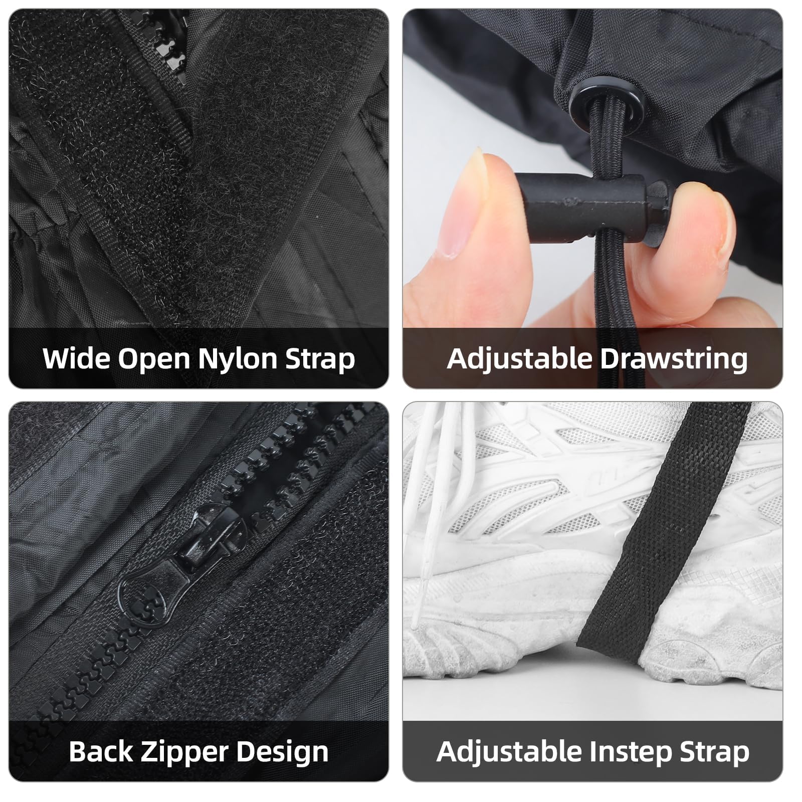 Hopton Outdoor Gamaschen, Einstellbare Gamaschen Wasserdicht, Gamaschen Wandern,Beinschutz Gaiter für Männer und Frauen Outdoor Wandern Skifahren Bergsteigen(Schwarz)