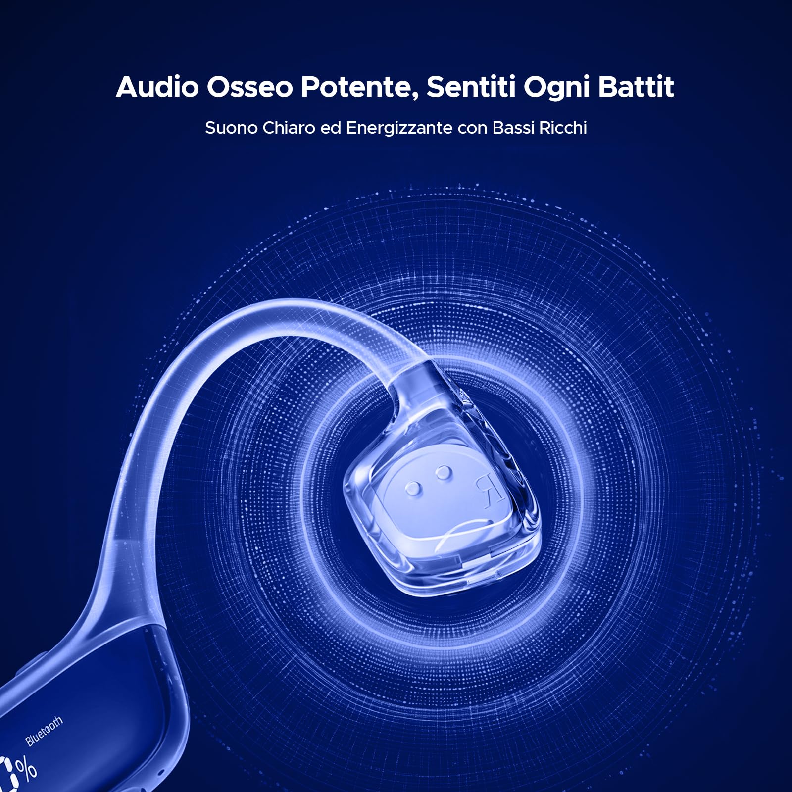 Bone Beat Run Digital Cuffie Conduzione Ossea Wireless Auricolari Conduzione Aperte Oreille Auricolari Sportive Bluetooth Impermeabili con Batteria 9 Ore BT6 Corsa Palestra Outdoor - Viola