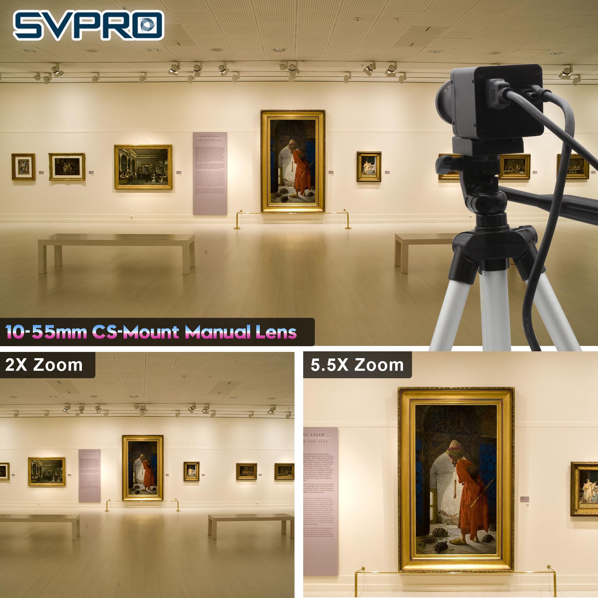 SVPRO Telecamera HDMI 4K 60FPS USB3.0, messa a fuoco manuale con obiettivo zoom 10-55mm, H.264 ad alta velocità UVC Lightburn telecamere per computer, compatibile per Windows, Mac, Linux, Android TV