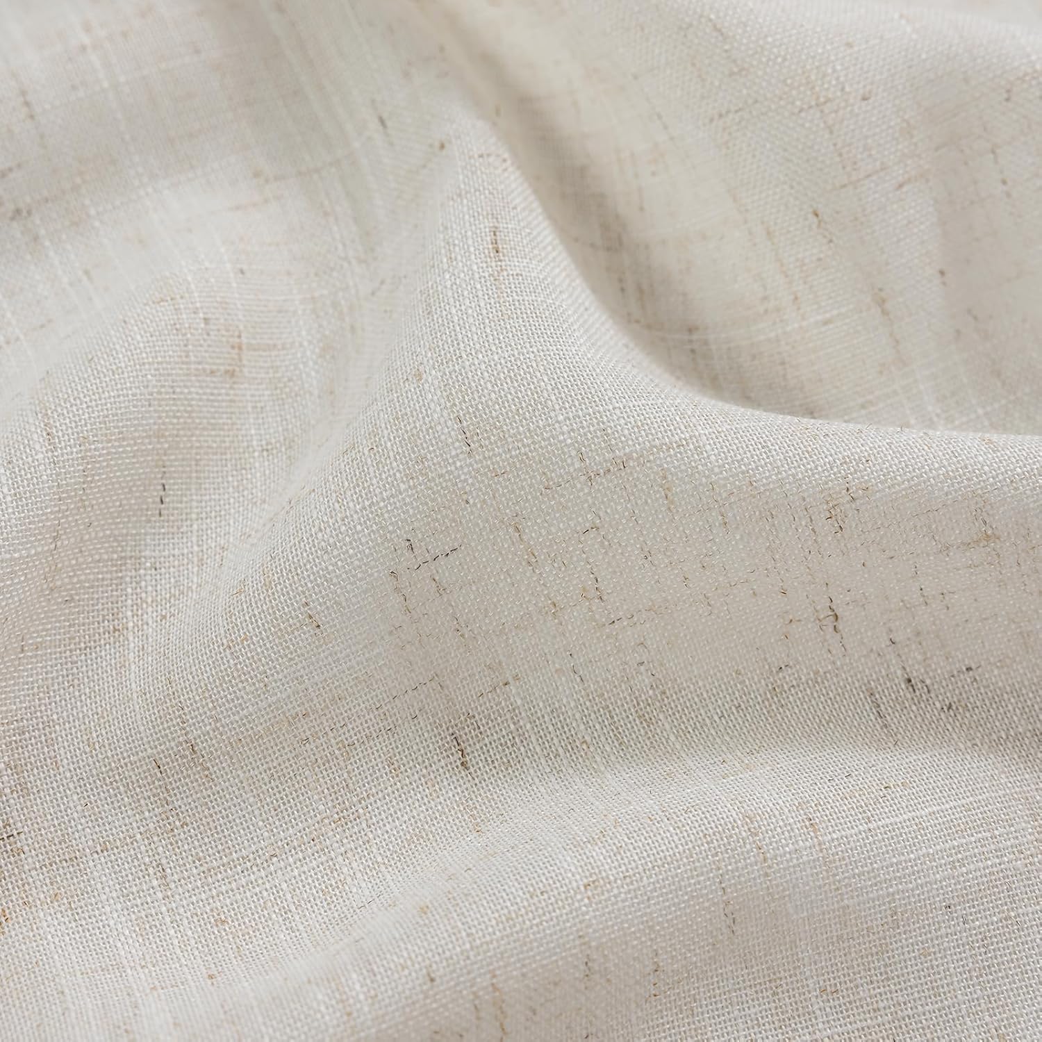 Farmhouse Curtains 84 Inches Long 2 Panels Natural Linen Textured Ruffle Curtains for Bedroom Living Room, Rod Pocket Privacy Flowy Drapes Semi-Sheer Cottage Scalloped Edge Curtain Set, W47xL84 Inch
