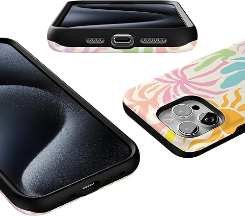 Vista 1459 de Casely Funda para iPhone 15 Pro Max Jardín Secreto Flores mixtas Funda atrevida Compatible con MagSafe y botón de acción Secret Garden