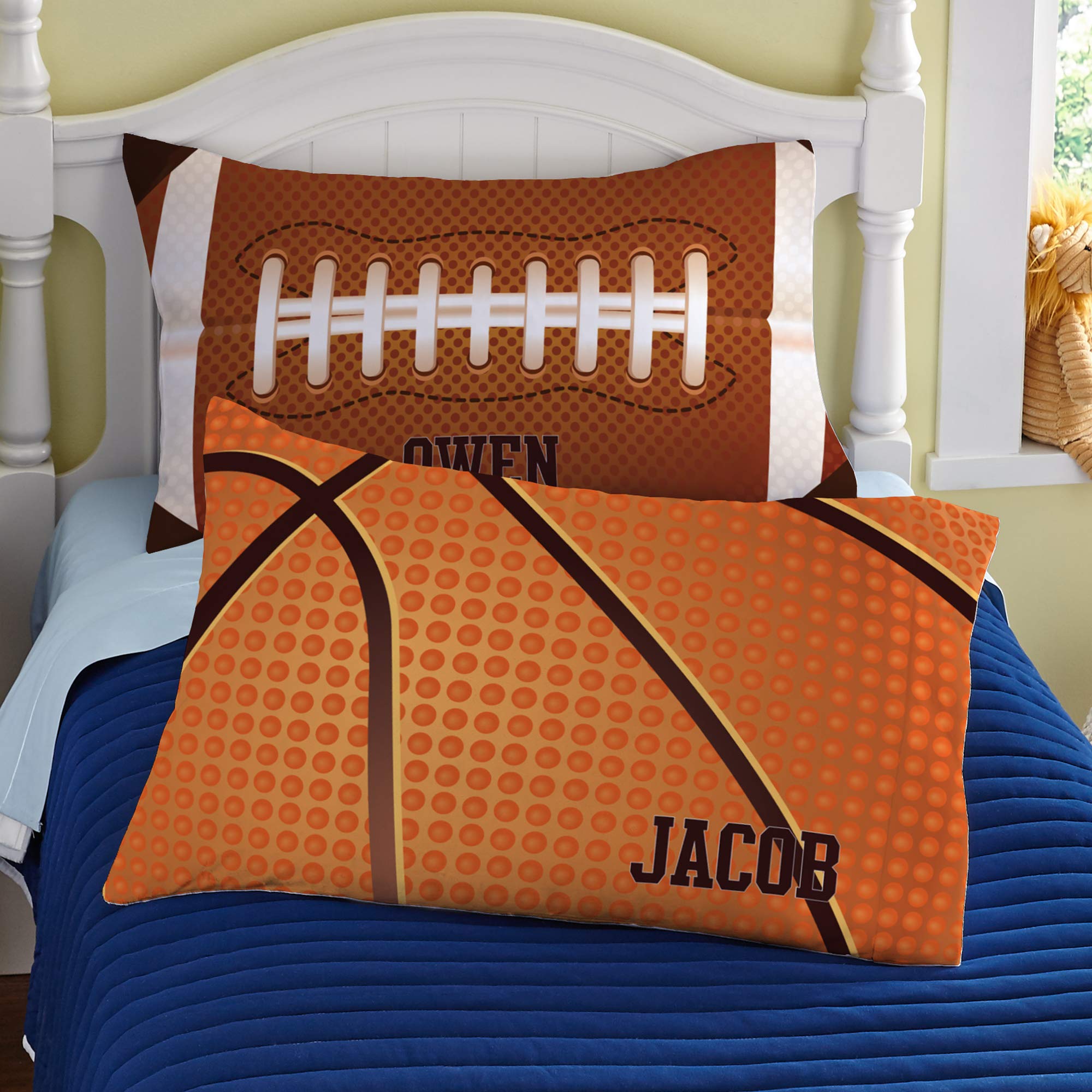 Let's Make Memories Sports Icons Pillowcase, Personalized with Name, Basketball, Baseball, Football, Soccer - Baseball