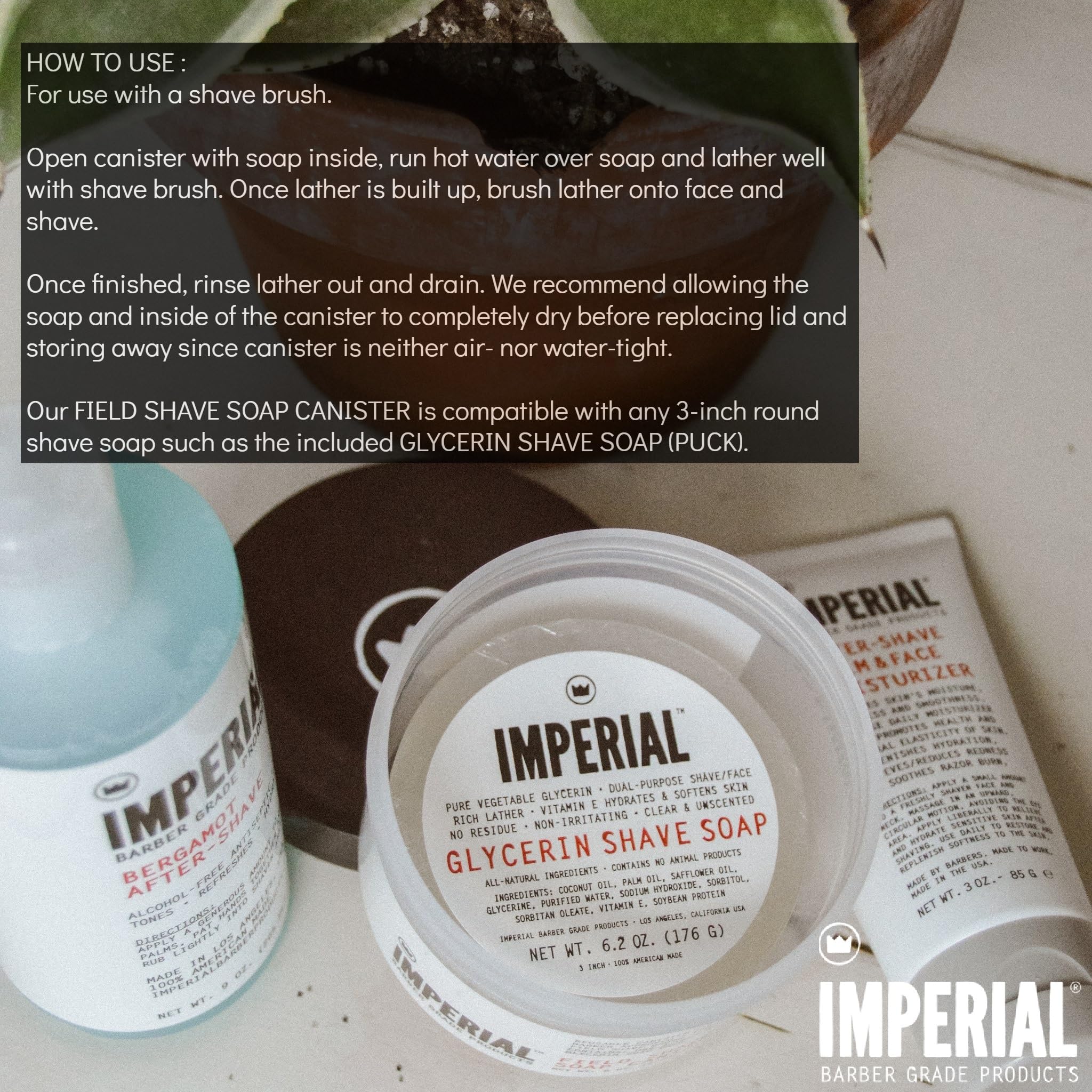Imperial Barber Field Shave Soap Canister, 6.2 oz.