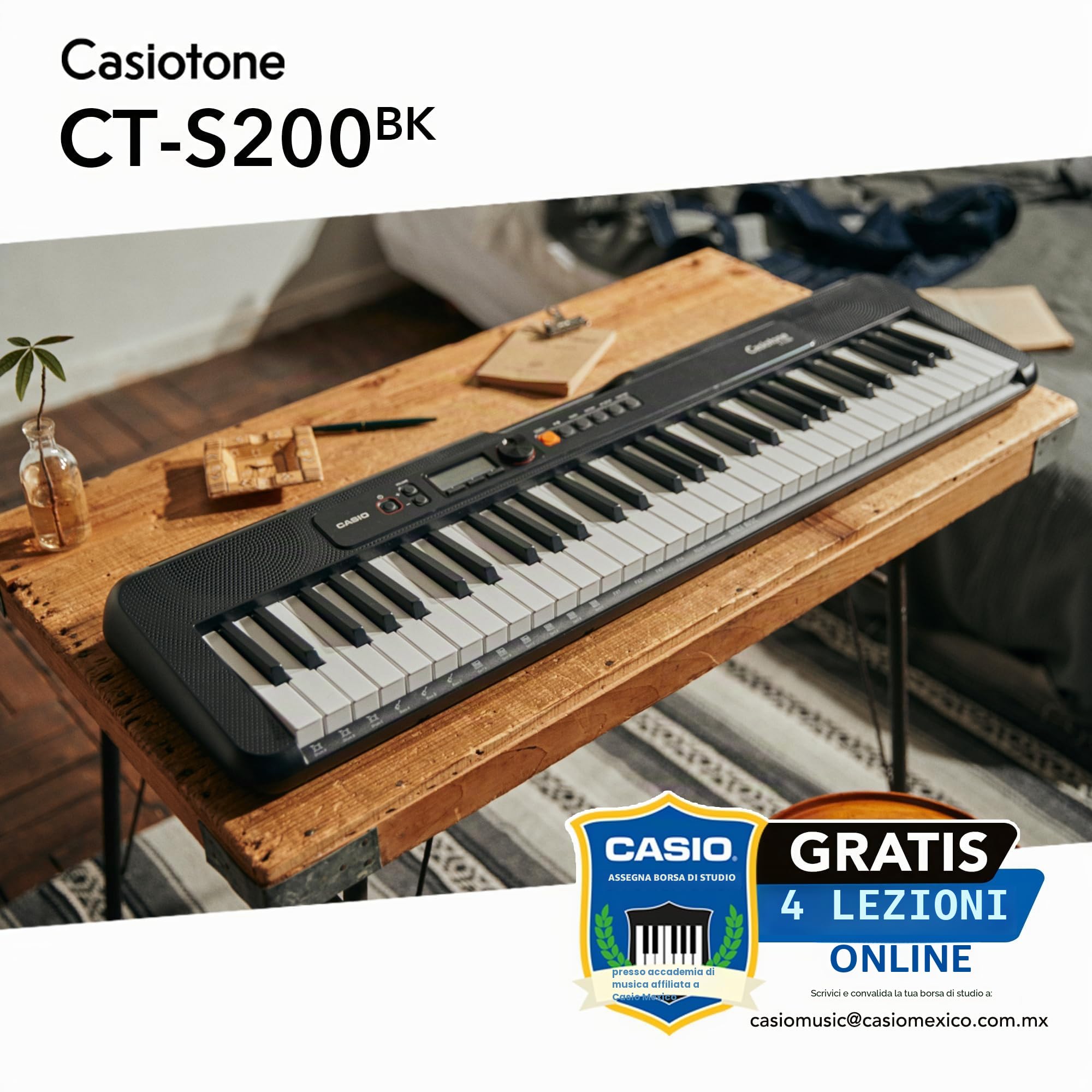 CASIO TONE CT-S200BK tastiera 61 tasti, nero
