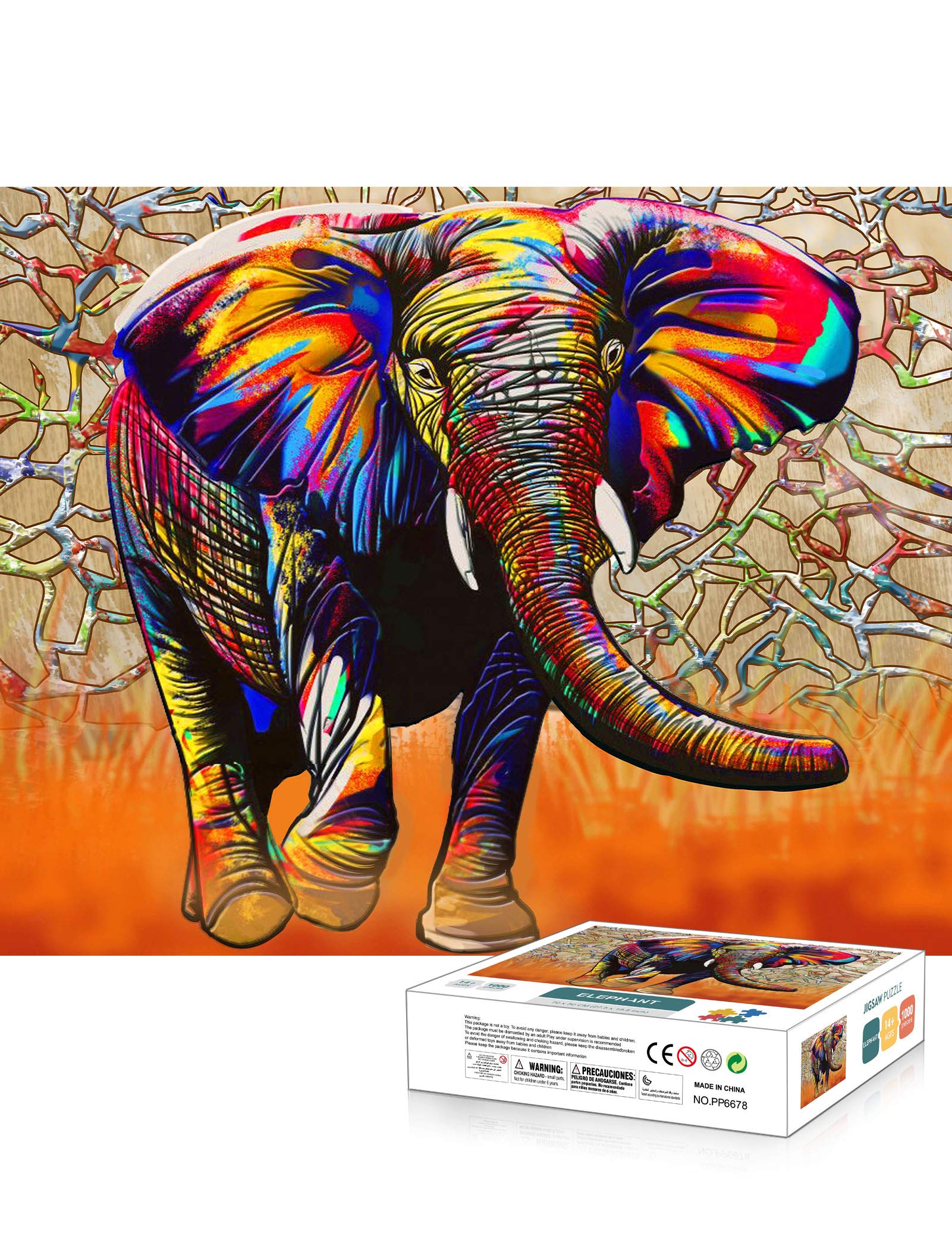 Jigsaw Puzzles for Adults 1000 Pieces Puzzles for Adults Thickened Large Puzzle for Teens Kids Painted Elephant 27.5"x19.7"
