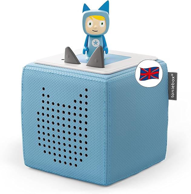 tonies Toniebox Starter Set incl 1 Creative Character, Audio Music Player Speaker for Audiobooks Songs for Kids, Kid's Gifts, Screen-free Early Learning Toys, Wireless Speaker, 7 Hr Battery, Blue