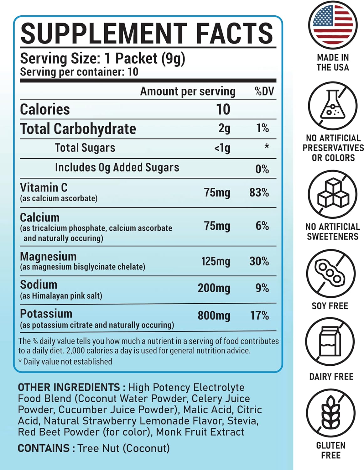 Hydration+ Strawberry Lemonade | Real Food High-Potency Hydration with Magnesium Glycinate, Potassium & Sodium | Electrolyte Supplement | 10 Stick Packs (3.17 oz, Strawberry Lemonade)