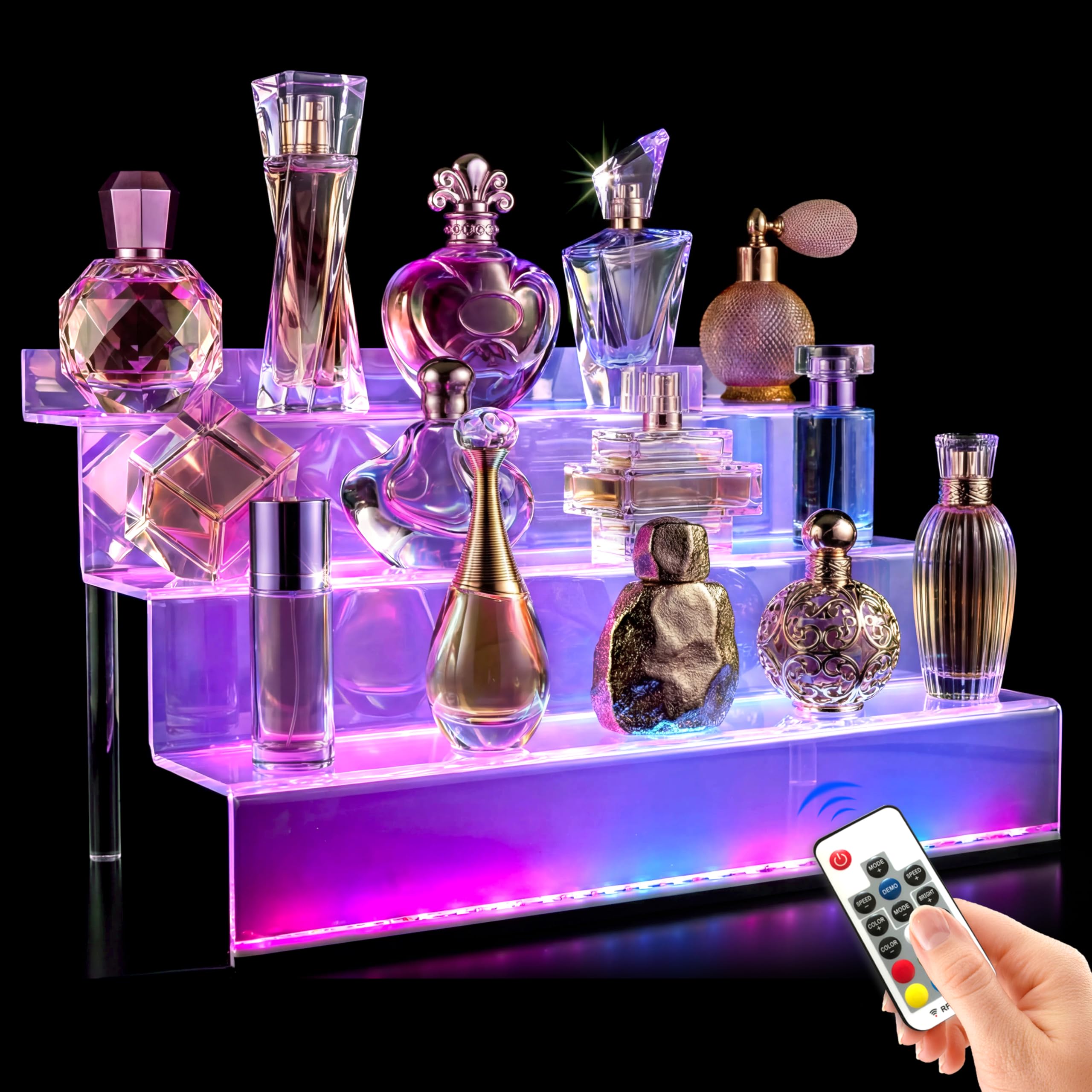 YMVV 12 Inch 3-Tier Display Riser with LED