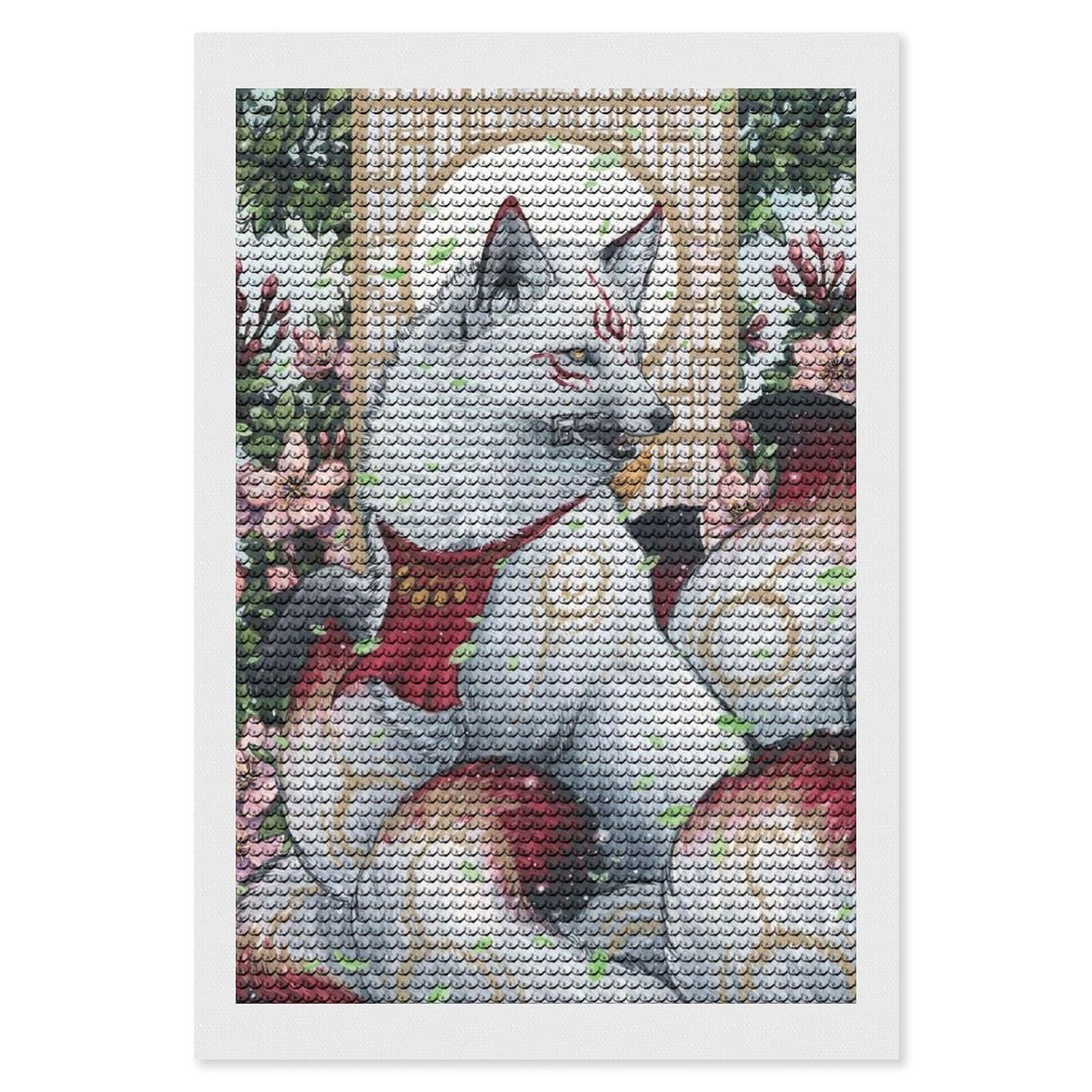 Junmoney Inaris Kitsune Diamond Art Kit 8"x12", Creative Leisure Activity, Complete Accessories, Vintage Style Decor, for Women