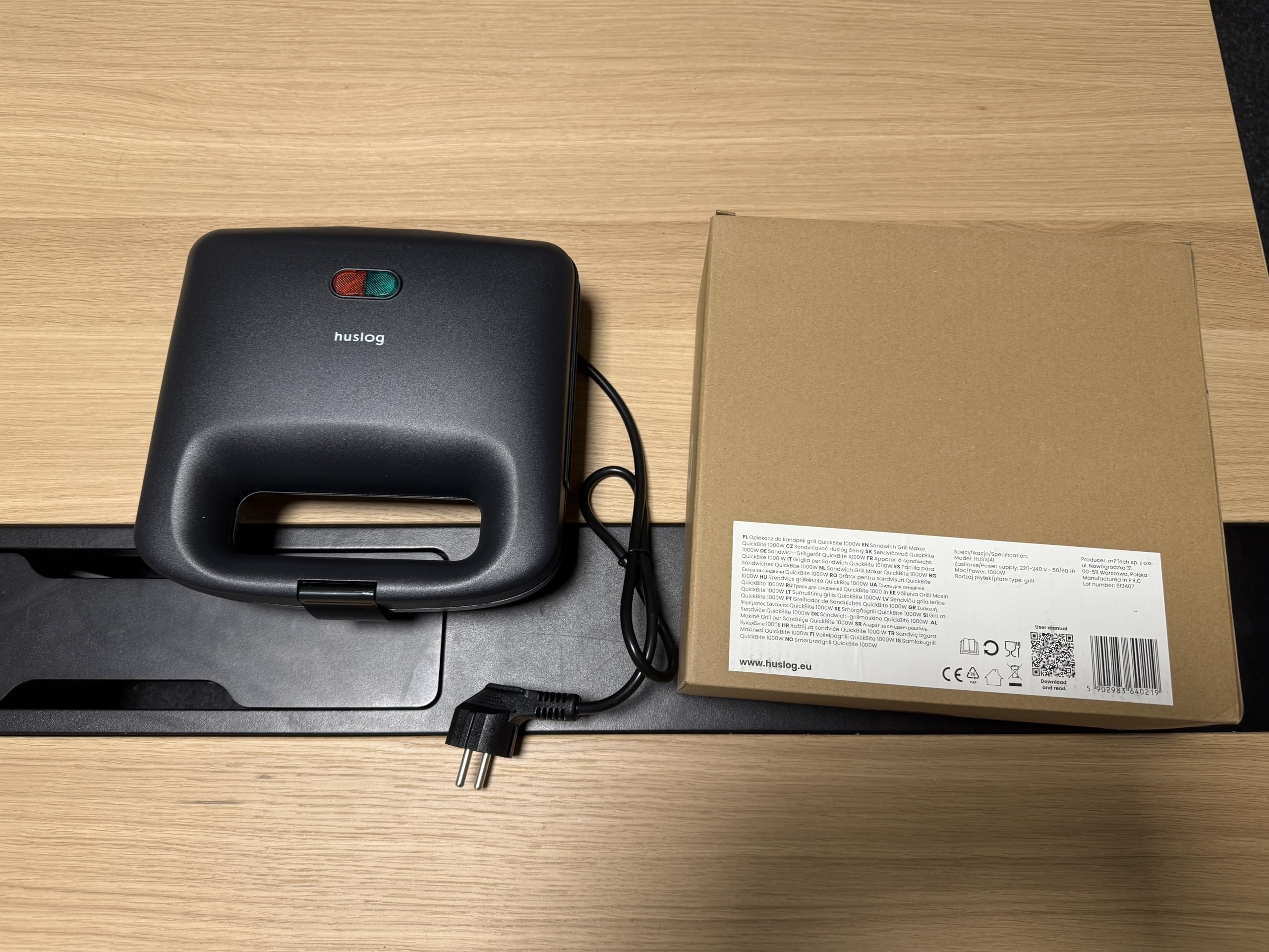 QuickBite toster, opiekacz do kanapek, powłoka nieprzywierająca, 1000 W, panini, czarny