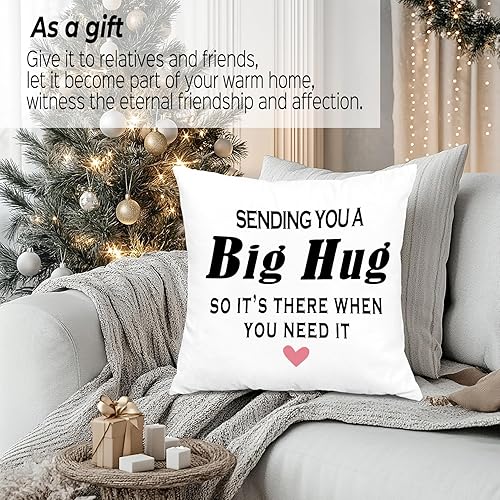 Miniatura 7 de Fundas de almohada Big Hug de 18 x 18 pulgadas, regalos de agradecimiento para mejor amiga de larga distancia, regalo de Miss You para ella y él,
