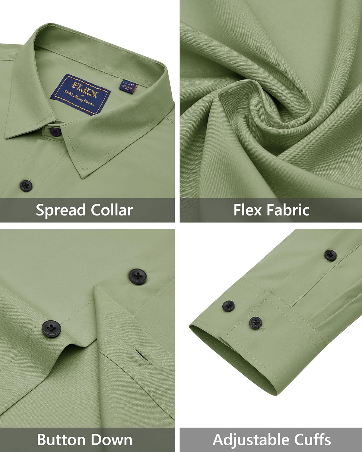 J.VER Men's Dress Shirts Stretch Long Sleeve Formal Shirt Solid Business Casual Button Down Shirts for Wedding Prom - Image 5