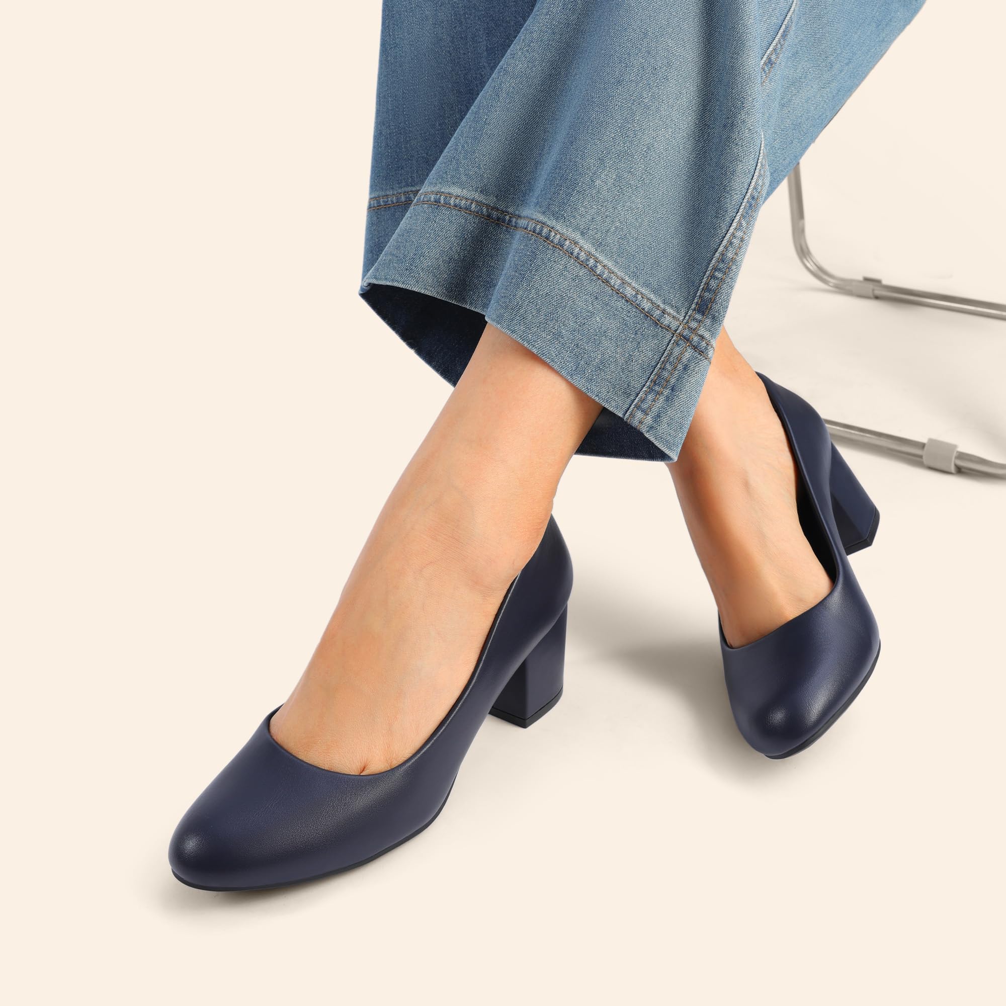 DREAM PAIRS Scarpe da Sera con Tacco Basso e Blocco da Donna Comode e Classiche con Tacco Alto