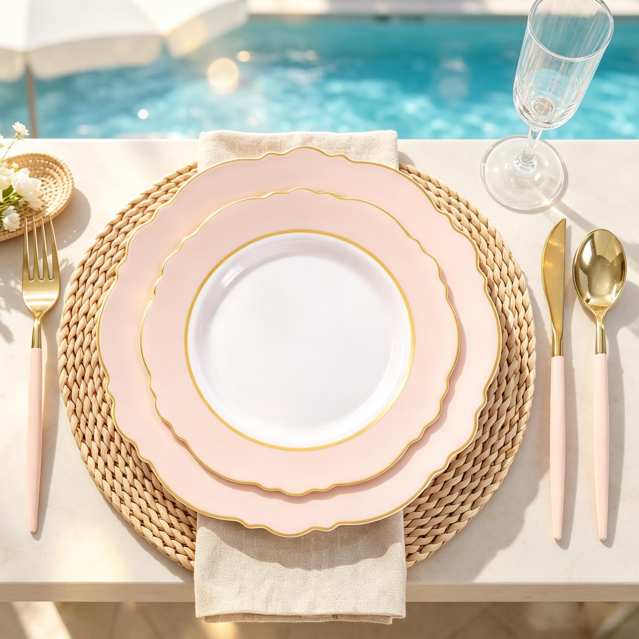 Amazon.com: WDF 30Guest Pink Plates Disposable - Hign-end Baroque