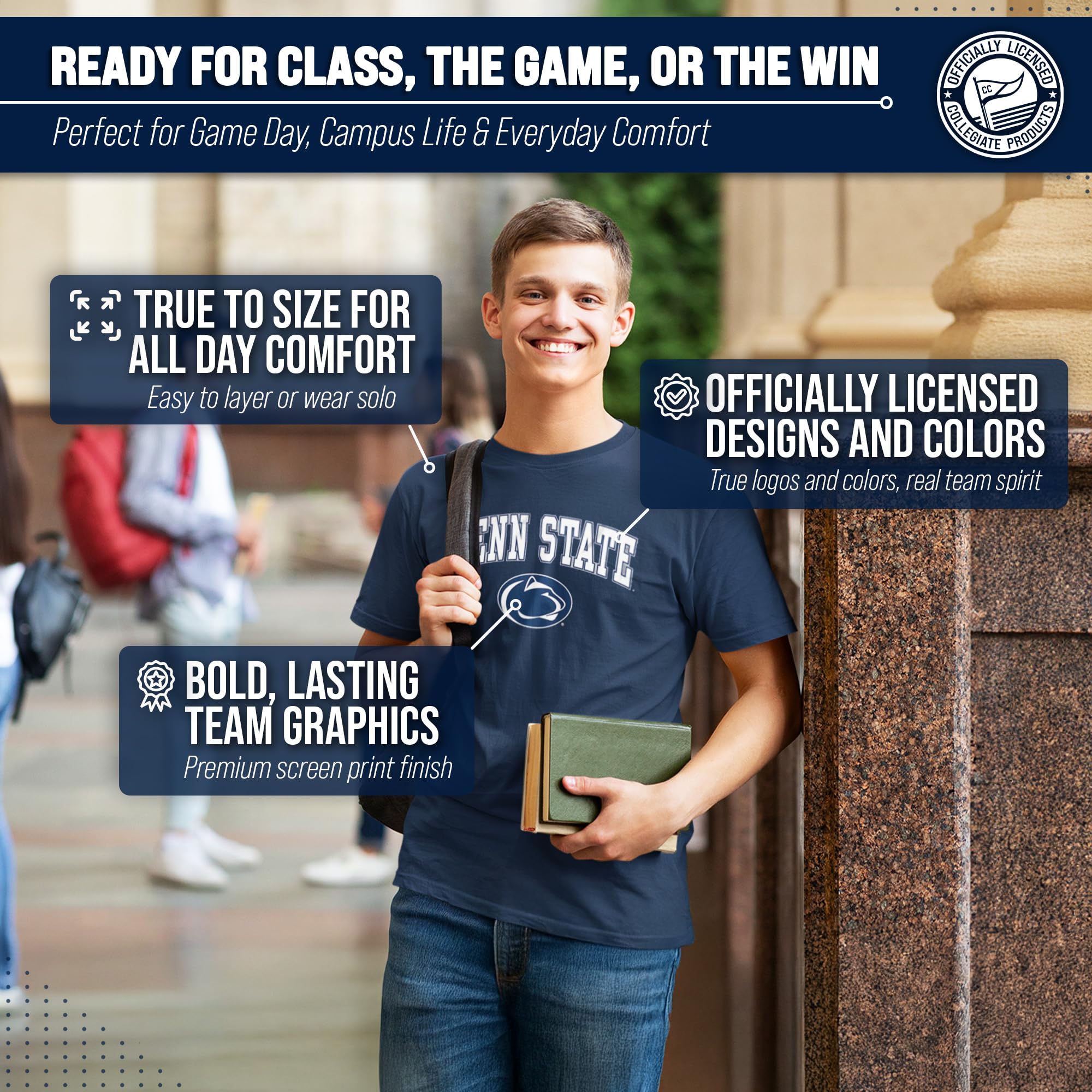 NCAA Adult Gameday Cotton T-Shirt - Premium Quality - Semi-fitted Style - Officially Licensed Product - 5